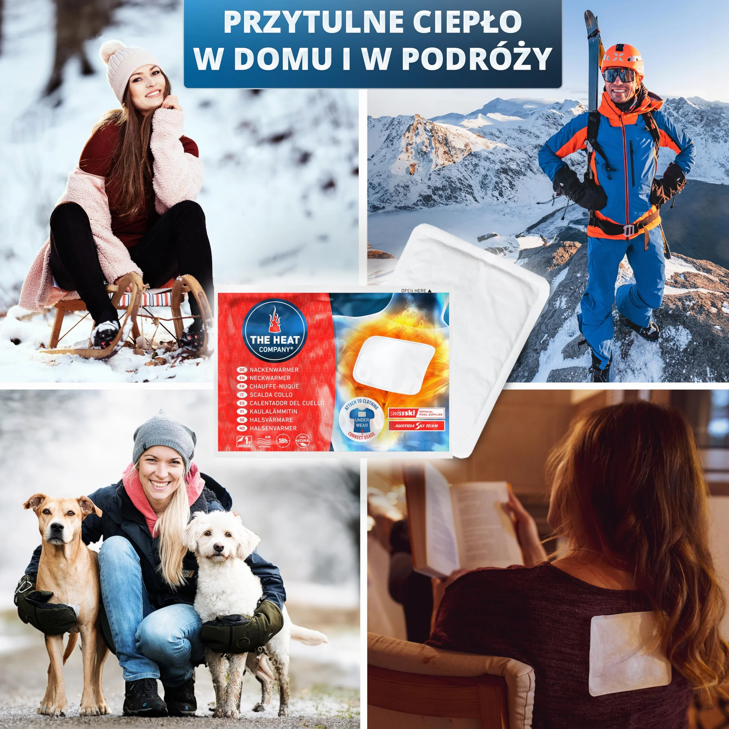 THE HEAT COMPANY Neckwarmer - 3 sztuki - bardzo ciepły - samoprzylepny - ogrzewacz do ciała - 18 godzin przyjemne ciepło - natychmiastowe ciepło - aktywacja powietrzem - czysto naturalny