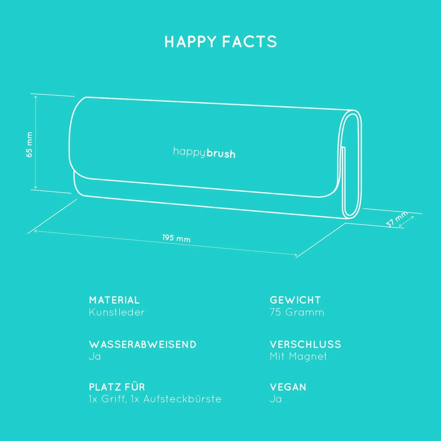 happybrush® Wodoodporne etui na szczoteczki do zębów do ochrony podczas podróży | szczoteczka do zębów, etui podróżne, szare (kompatybilne z elektrycznymi szczoteczkami do zębów firmy Philips, Braun & Oral-B)