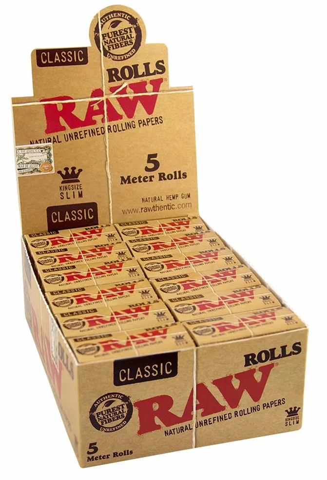 RAW Classic Rolls Slim 5 m Niewybielana 12 Rolki