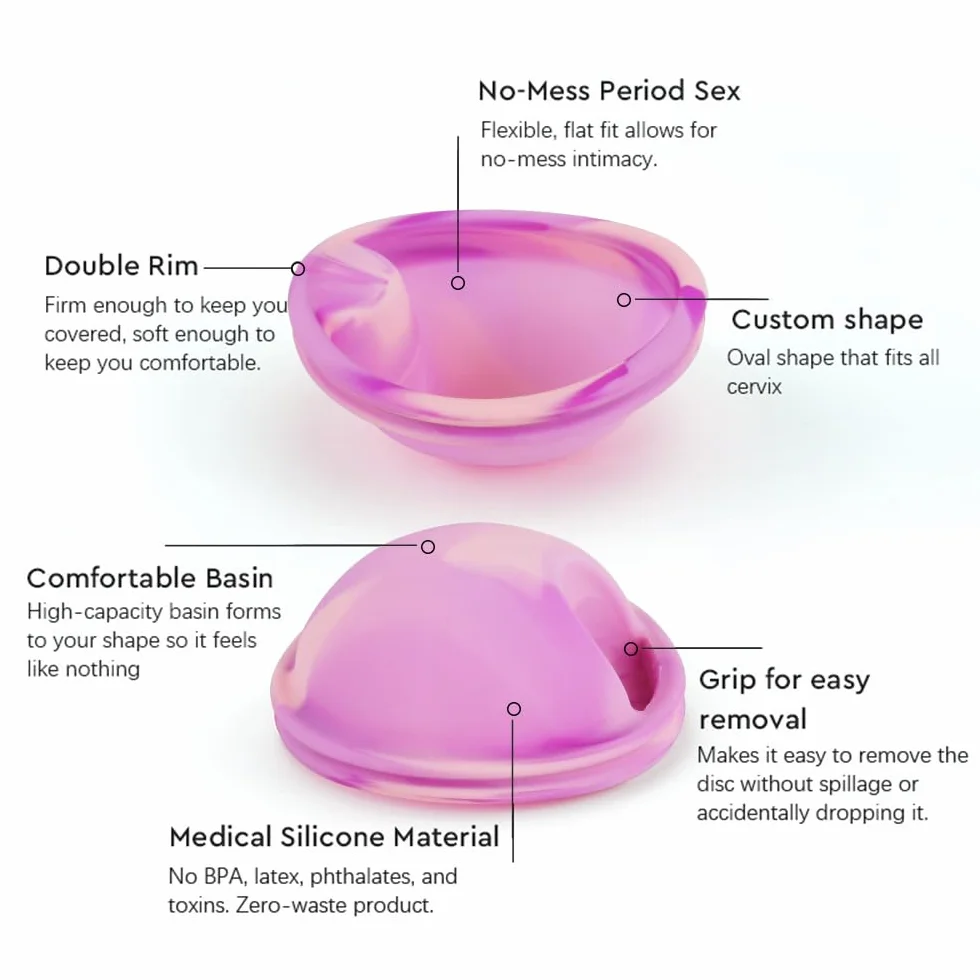 Zestaw krążków menstruacyjnych, dysk menstruacyjny z 2 krążkami okresowymi w rozmiarze S+L, sterylizator i torba do przechowywania, krążek menstruacyjny wielokrotnego użytku dla aktywnych