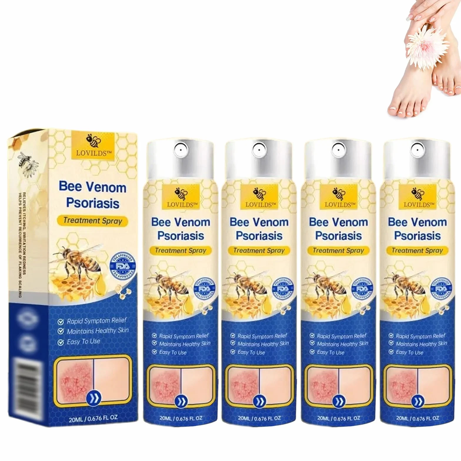 LOVILDS PsoriaHeal Sprayna, Profesjonalny Bee Venom Spray, LOVILDS Bee Venom Psoriasis Spray, Naturalne składniki, dla każdego (4)