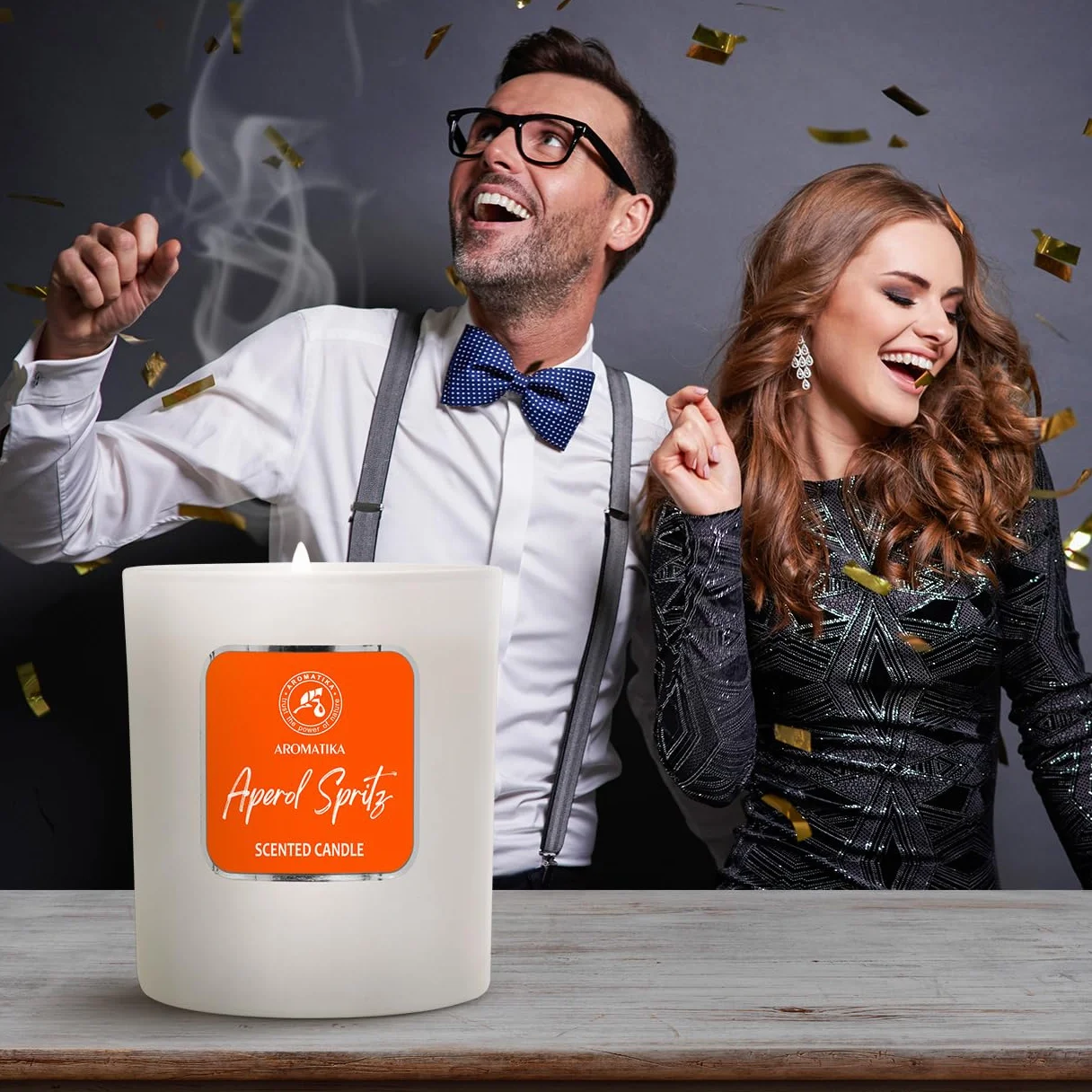 Scented Soy Wax Candle Aperol Spritz 200g, Aromatherapy Fresh Scent Glass Home Air Freshener Gift
