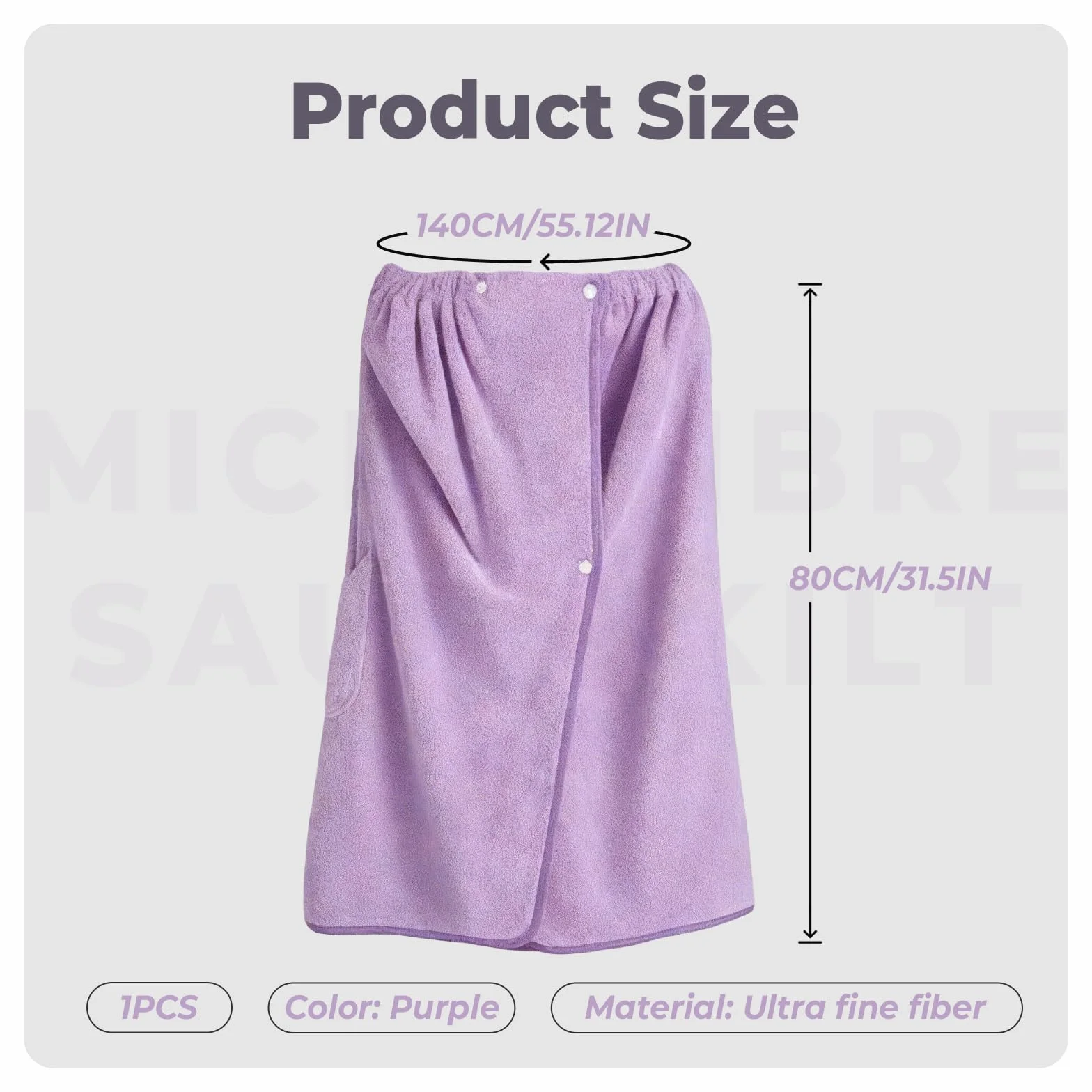 Męski kilt do sauny 80×140 cm Fioletowy