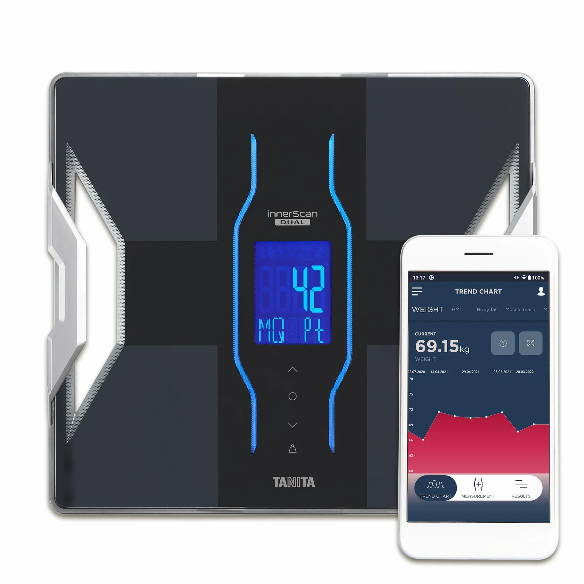 TANITA RD-953 waga do analizy ciała, Bluetooth, technologia medyczna, ponad 10 pomiarów, czarna