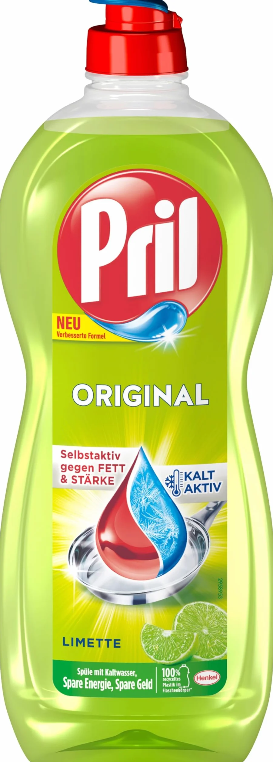 PRIL Oryginalna limonka (4 x 675 ml), płyn do ręcznego mycia naczyń o najwyższej mocy rozpuszczania tłuszczu, do czystych naczyń, również w zimnej wodzie, świeży zapach limonki