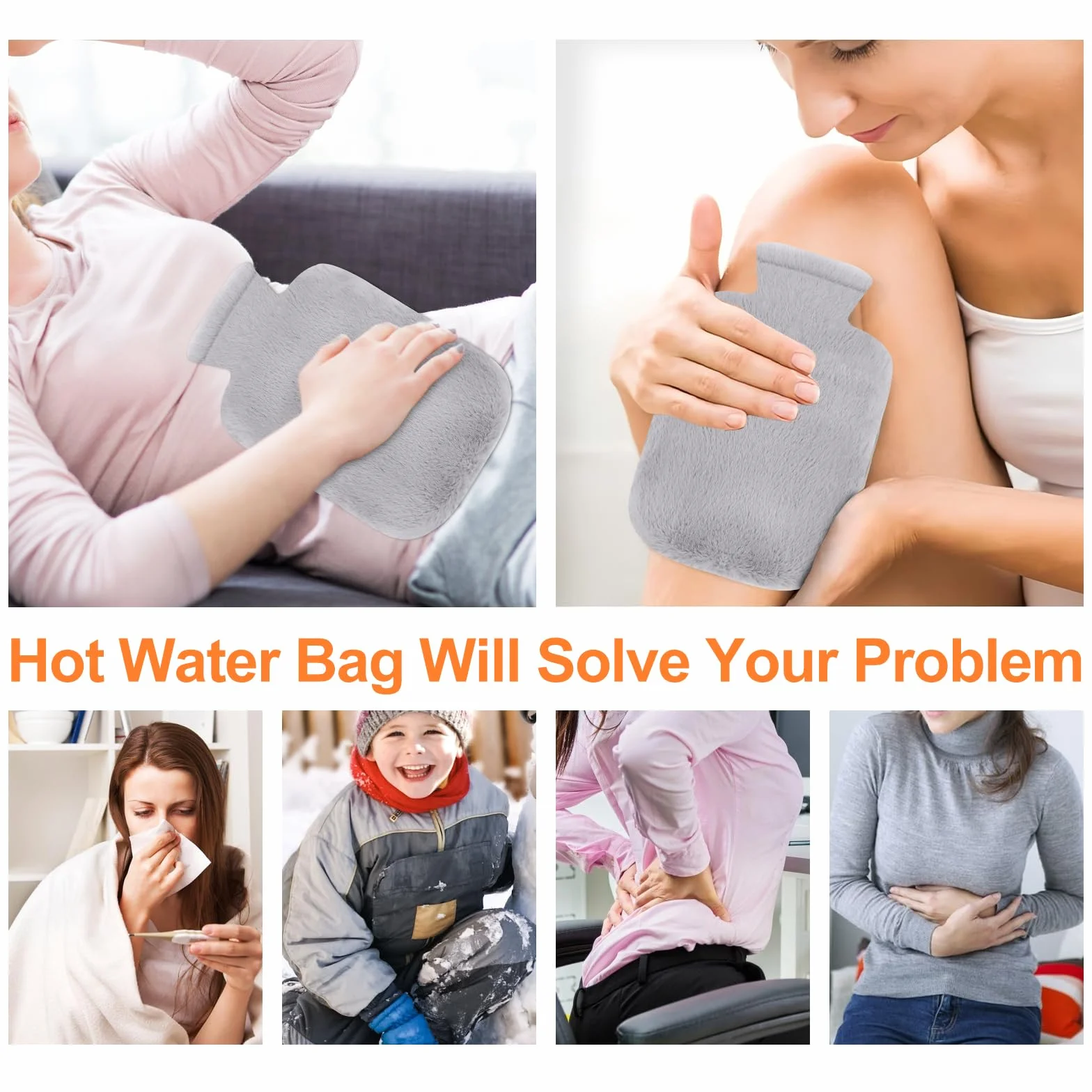 Pasek do termoforu, 1,2 l, termofor z gumy z miękkim obiciem w talii, 3 w 1, pasek do termoforu, na kark, ramiona, plecy, nogi, ogrzewanie talii, butelka Hot Water Bottle do łagodzenia bólu