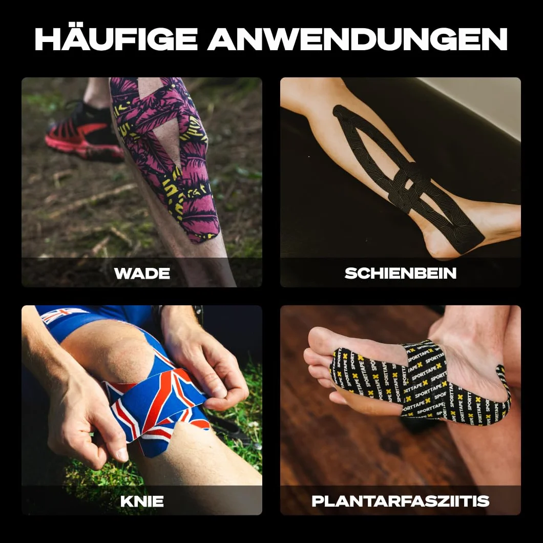 SPORTTAPE Taśma kinezjologiczna, beżowa, 5 cm x 5 m, taśma kinezjologiczna i taśma sportowa w przypadku urazów i bólów, elastyczna, hipoalergiczna taśma fizjologiczna, wodoodporna taśma kinesioTape