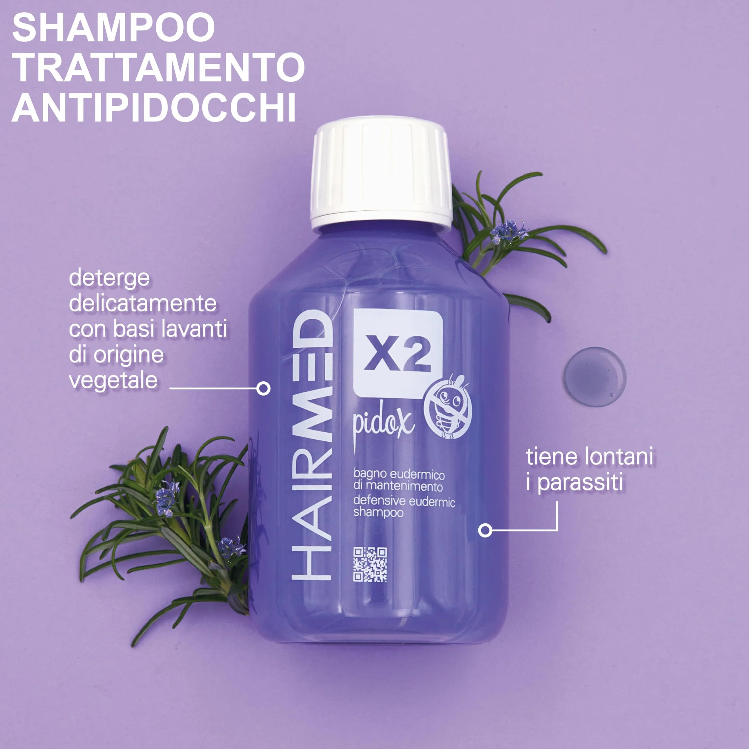 HAIRMED - X2 Organiczny Szampon przeciw wszom i gnidom - Idealny roztwór dla dzieci - bez siarczanów, parabenów i silikonu - 200 ml