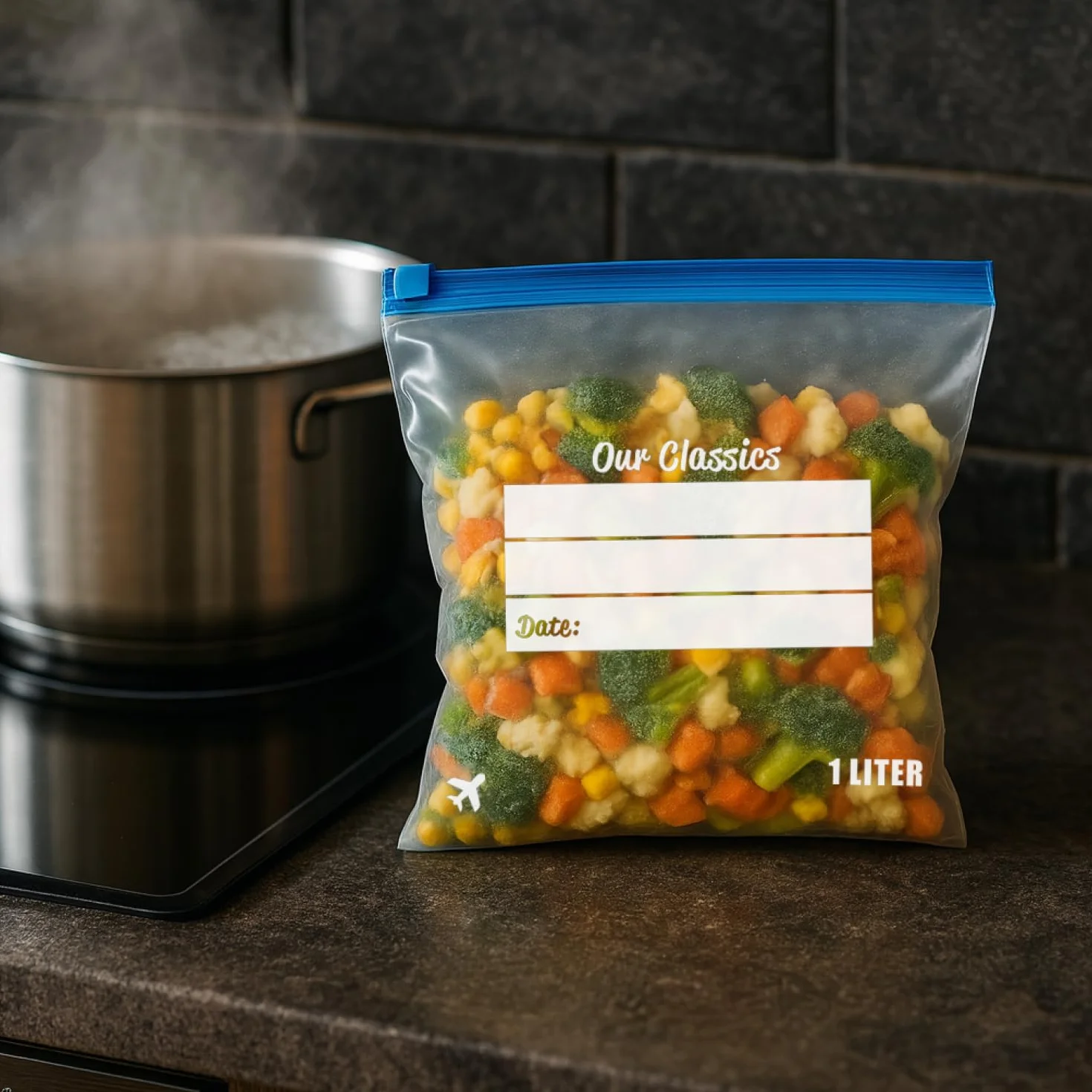 COM-FOUR® Torebki do zamrażarki 1L 60 sztuk zamykane do przechowywania żywności -40°C