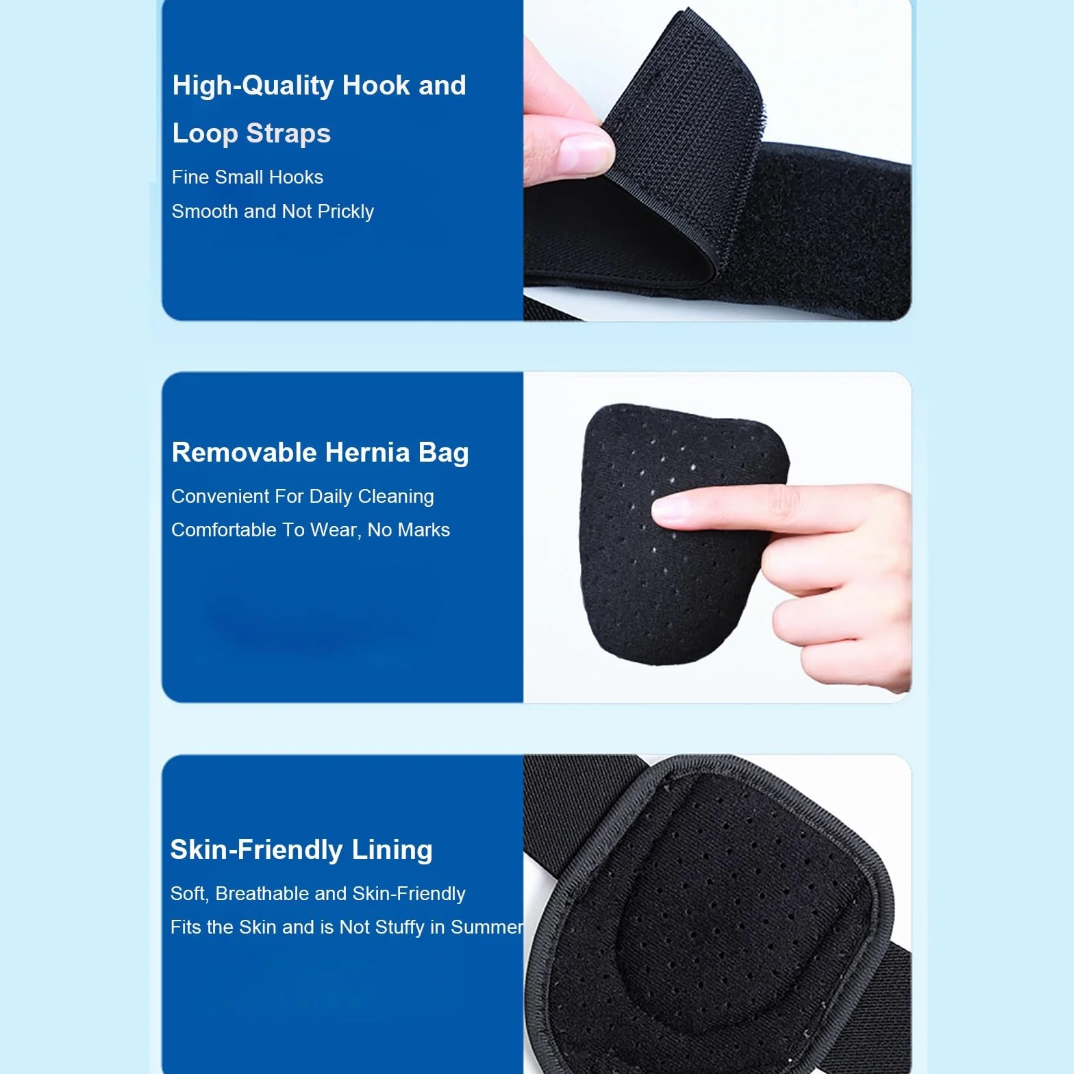 Inguinal Hernia Belt for Men, Adjustable Inguinal Hernia Support for Men and Women Fits Left or Right Side, Support Truss, 1 Removable Compression Pad(Black)