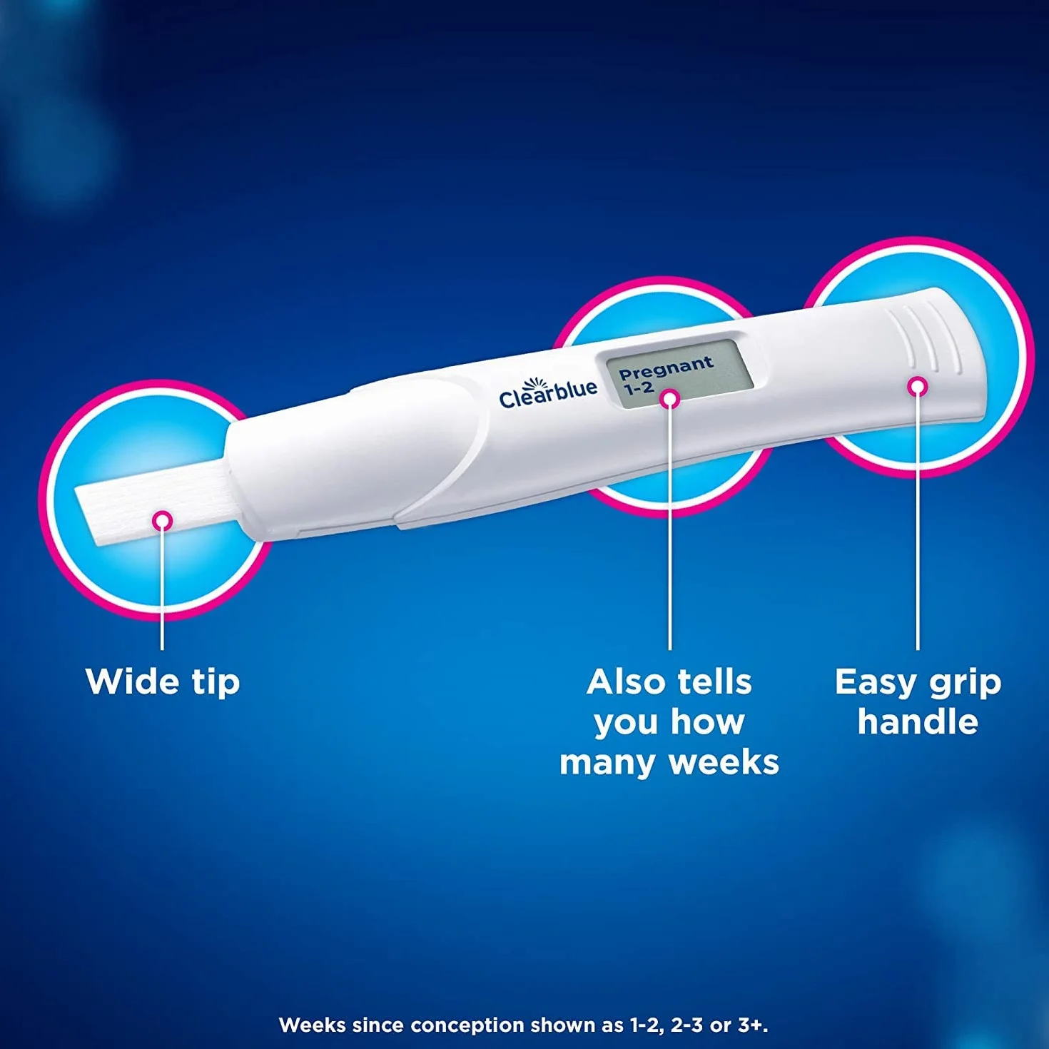 Clearblue Test ciążowy - cyfrowy ze wskaźnikiem tygodni, jedyny test, który mówi, ile tygodni, 1 test cyfrowy, opakowanie może się różnić