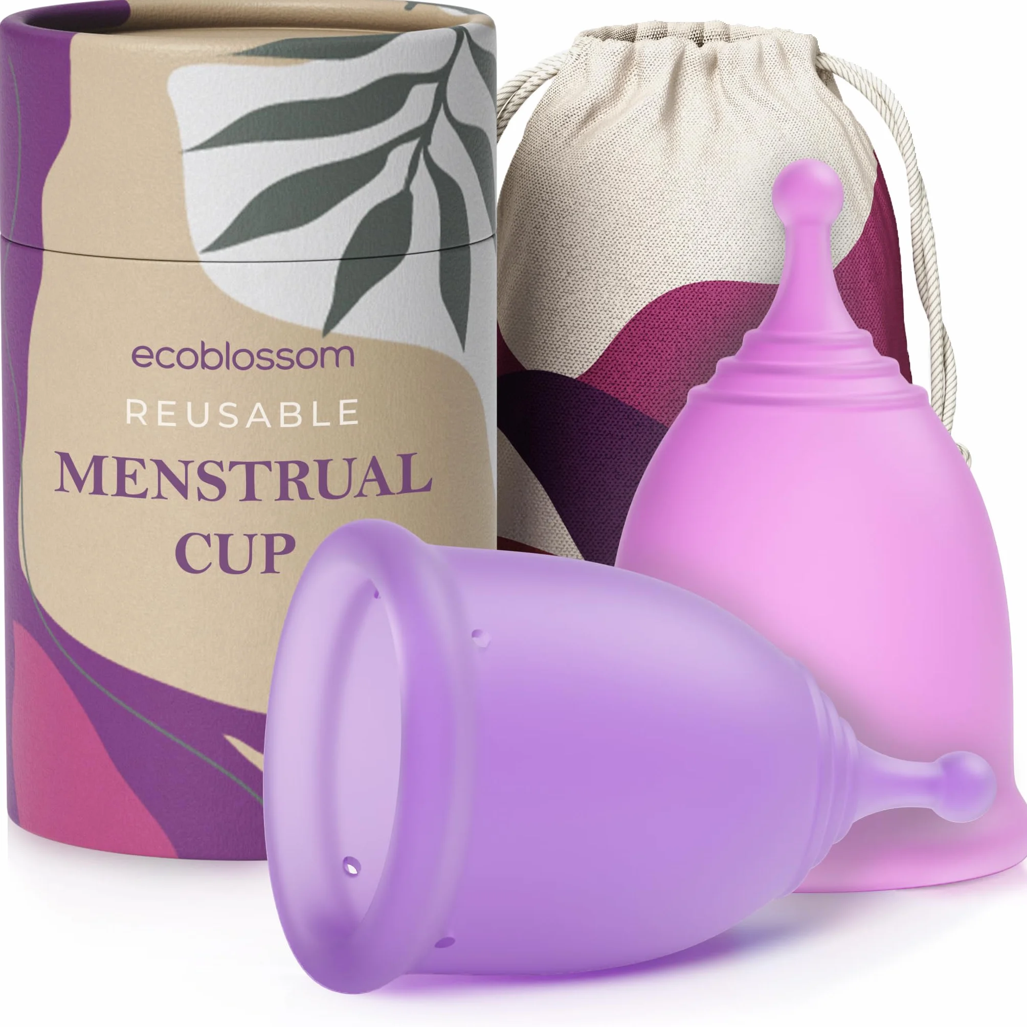 EcoBlossom Zestaw kubków menstruacyjnych wielokrotnego użytku – najbardziej niezawodne silikonowe kubki z okresem medycznym – wygodne użytkowanie przez 12 godzin (2 małe kubki)
