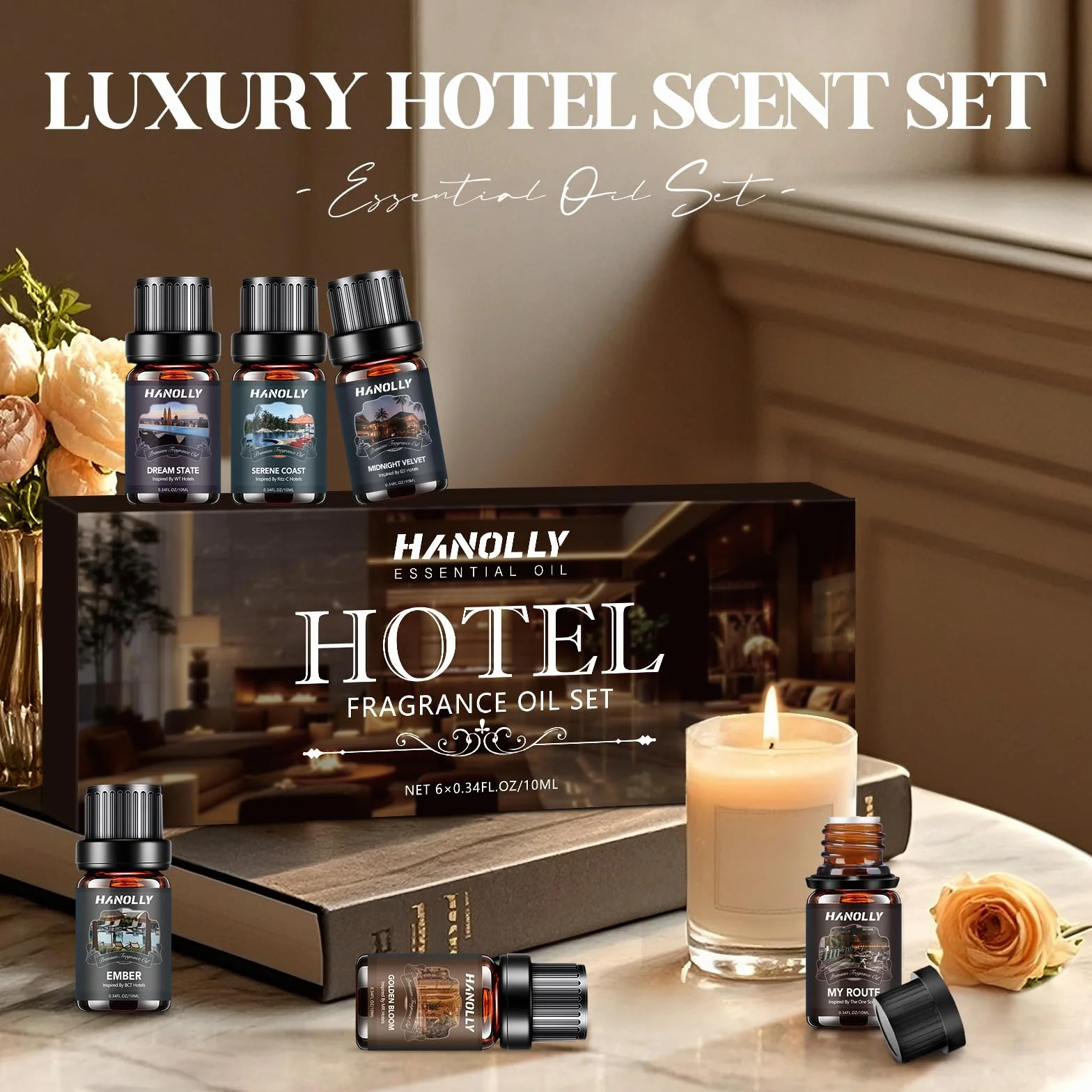 Hanolly Zestaw Olejków Eterycznych 6 x 10ml Do Dyfuzorów Hotel