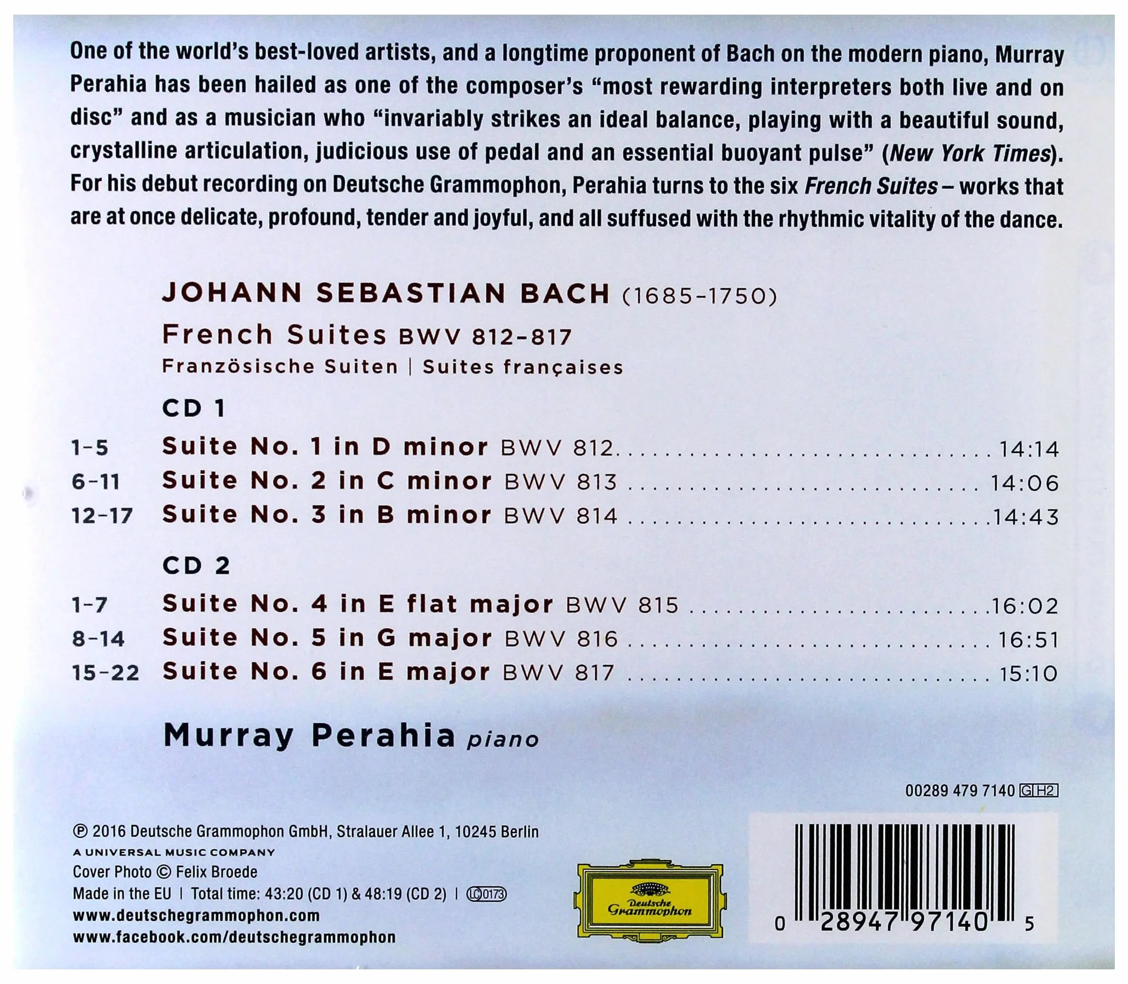 Perahia Murray: Bach The French Suites (PL) [2CD]