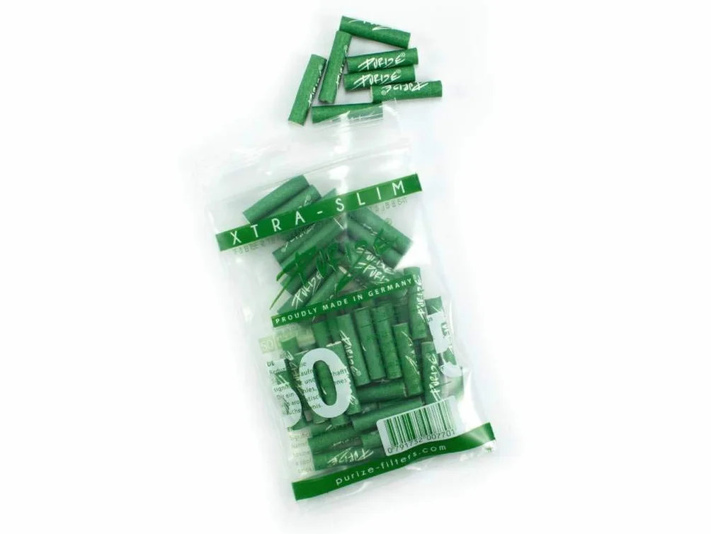Zestaw 50 filtrów węglowych PURIZE® Xtra Slim Size - Green