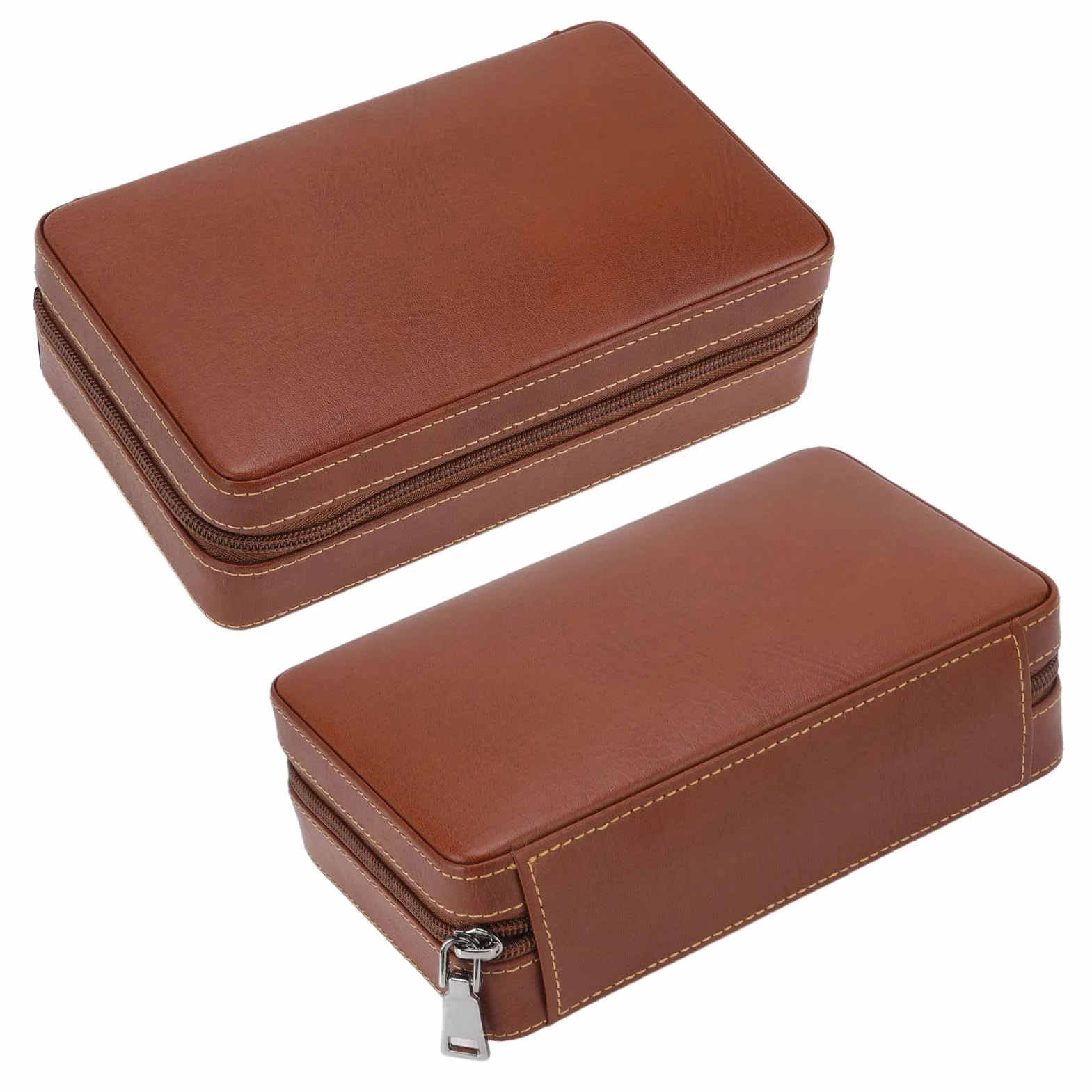 Przenośny humidor na cygara z nawilżaczem, skórzany zestaw Cedar Wood, na 4 cygara