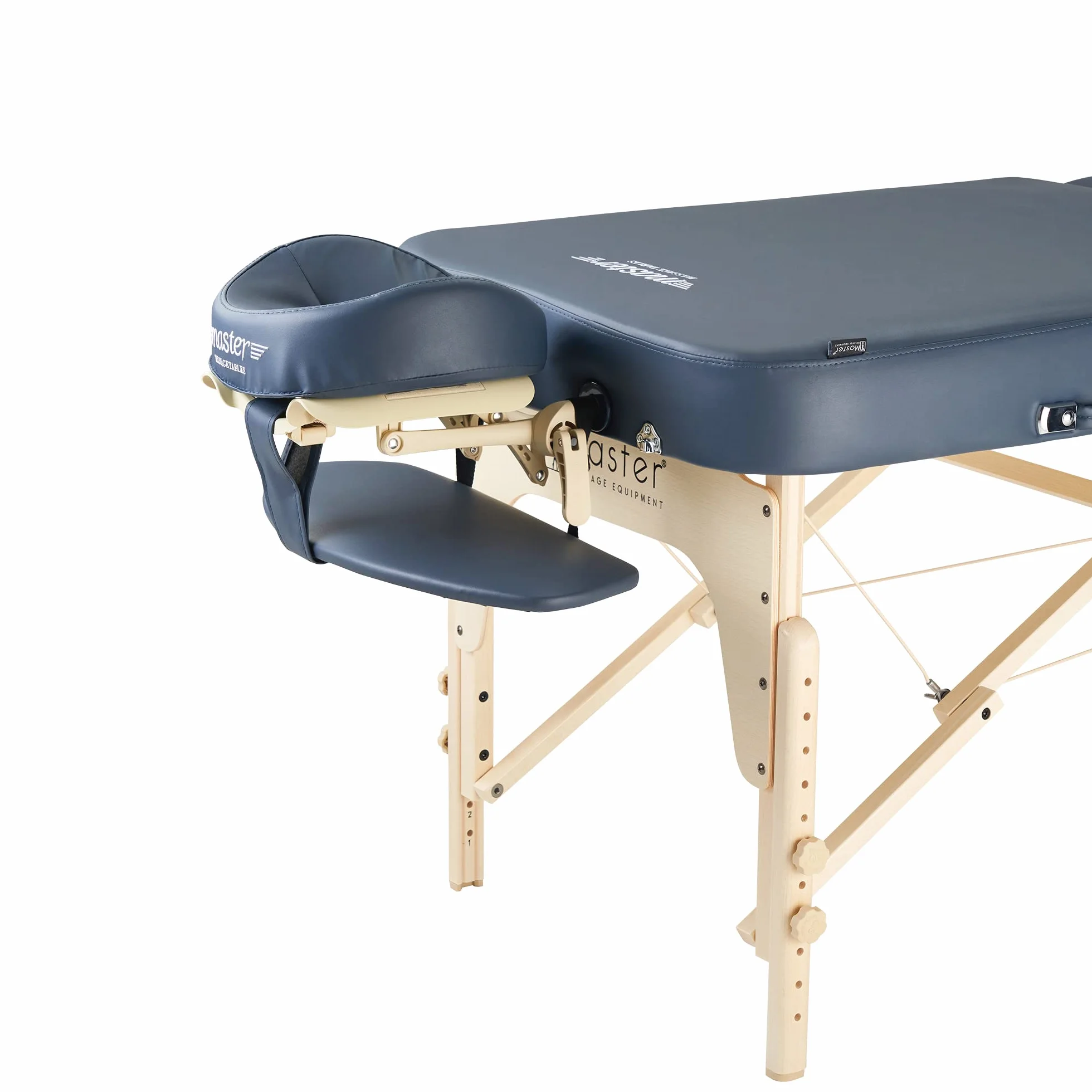 MASTER MASSAGE EQUIPMENT Phoenix Mobil składany leżak do masażu 71 cm zintegrowany system ogrzewania drewno królewski błękit