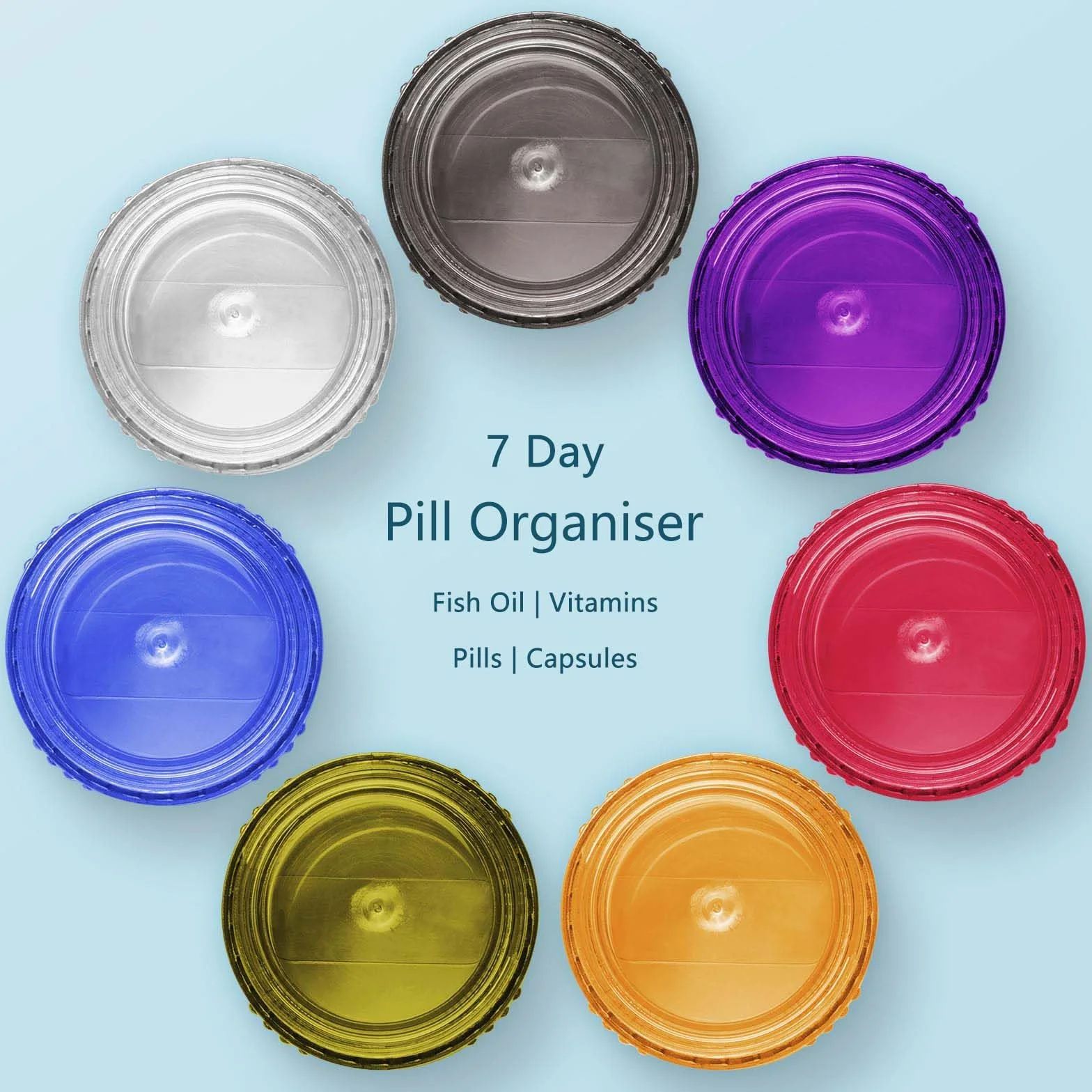 Pudełko na tabletki, 7 dni, tygodnie, cylindryczne pudełko na leki, 7 kolorów, z dowolną kombinacją, odporne na wilgoć pudełko na leki, dozownik leków