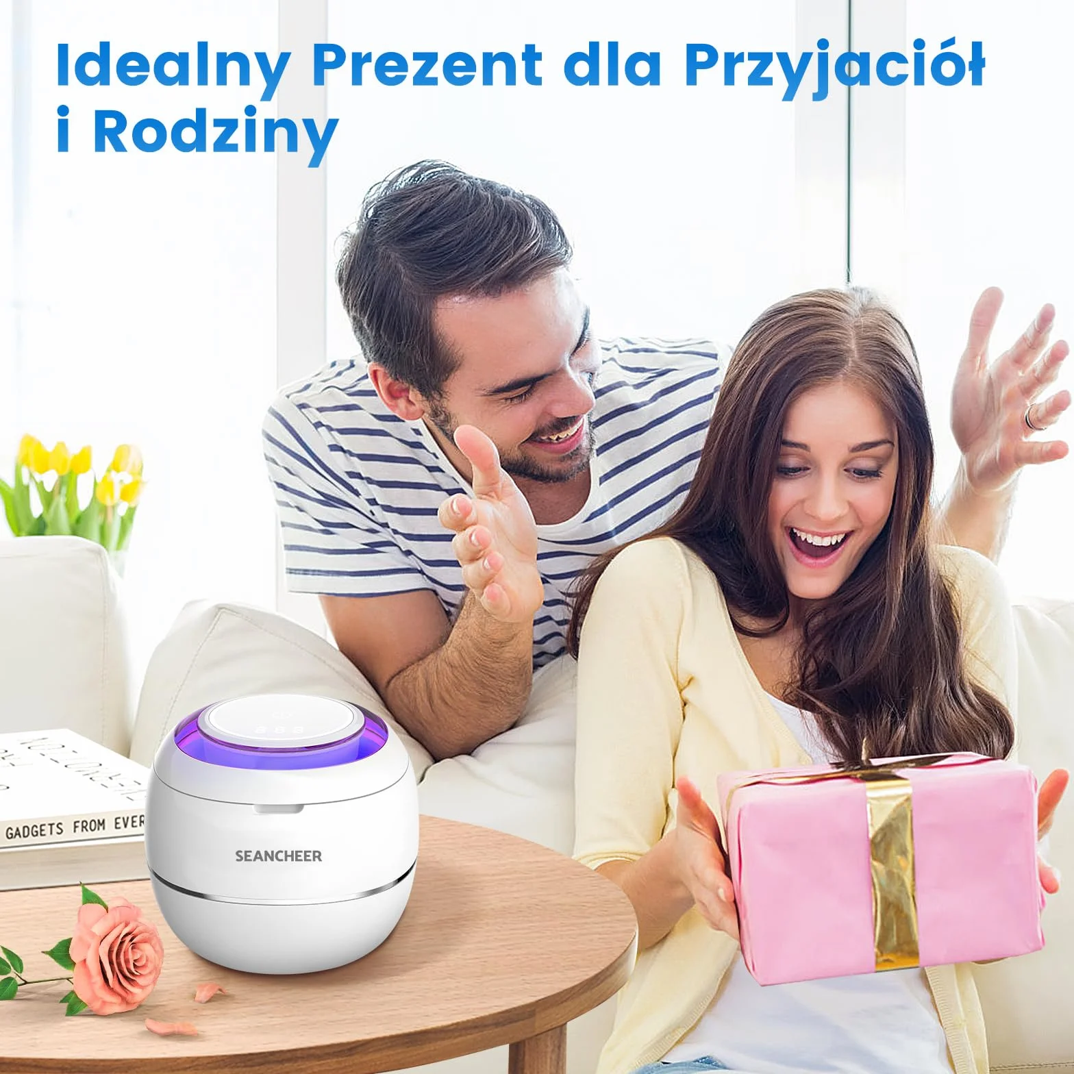 SEANCHEER Czyszczarka ultradźwiękowa 48kHz 180ML UV do protez retainerów alignerów szyn zębowych