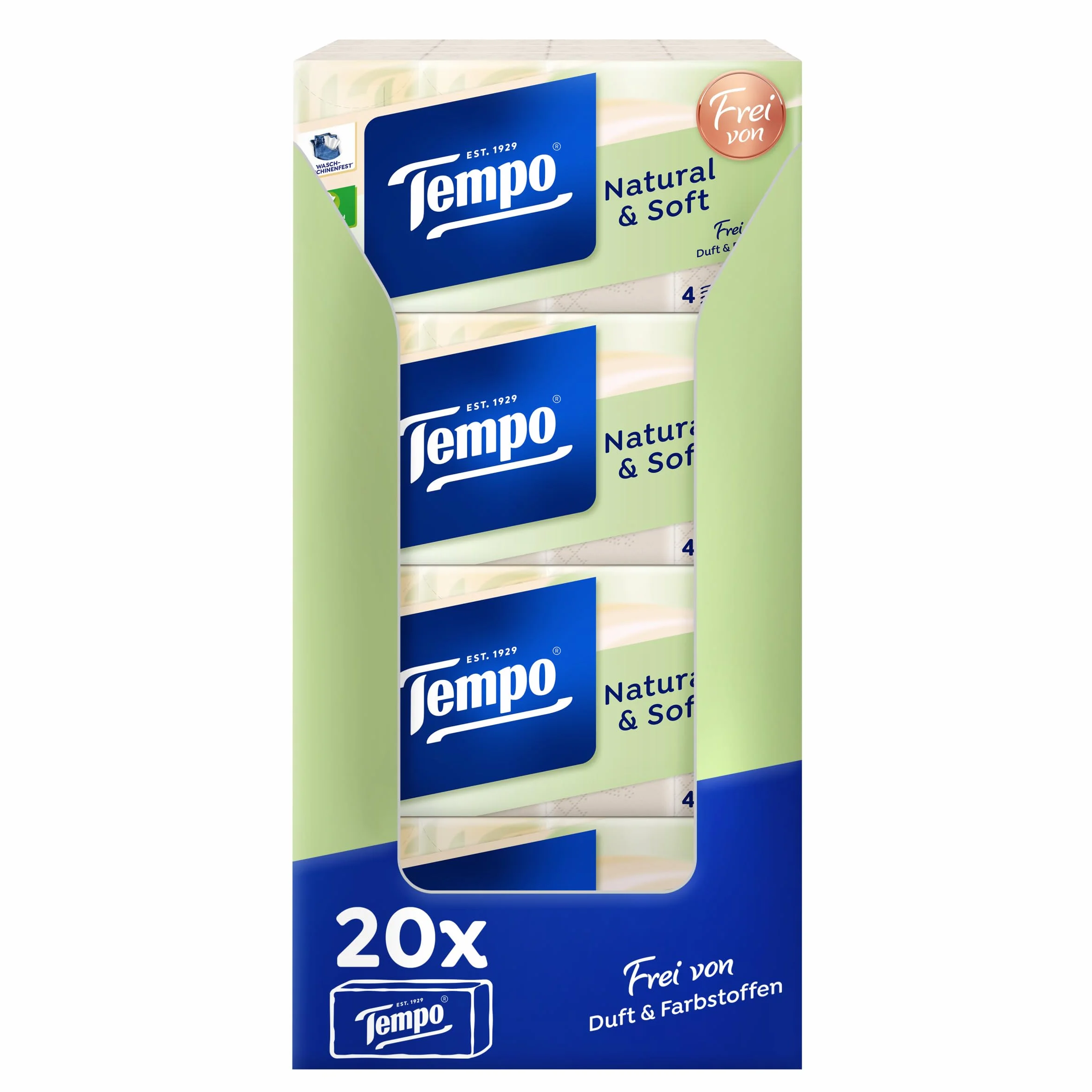 TEMPO NATURAL&SOFT chusteczki higieniczne, 20 opakowań (12 paczek x9 chusteczek) megapack