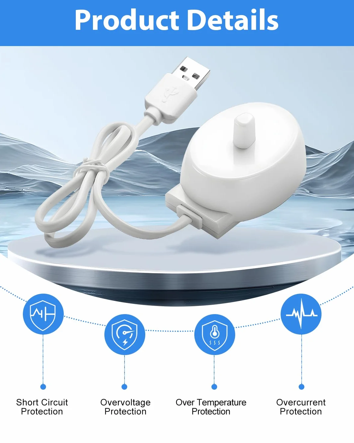 Ładowarka USB do elektrycznej szczoteczki do zębów Oral B, ładowarka, stacja ładująca, gniazdko elektryczne do serii B IO, typ 3757, kabel do ładowania, przenośna, kompatybilna z iO6, iO5, iO4, iO3