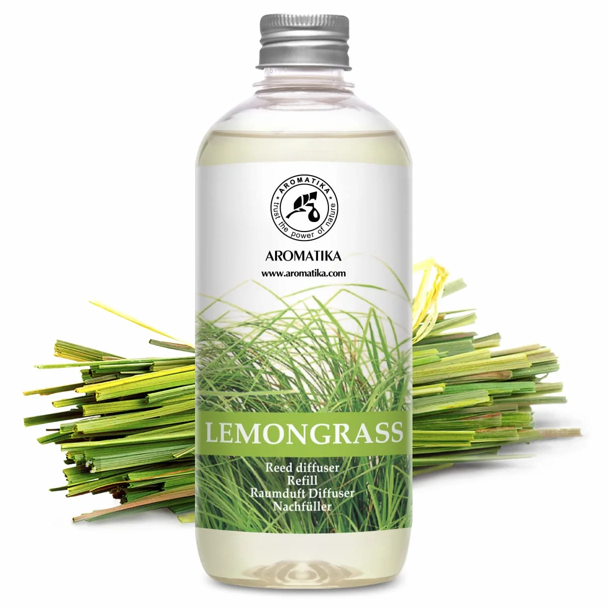 Wkład do Dyfuzora Trzcinowego Trawa Cytrynowa 500 ml - Dyfuzor Zapachowy z Patyczkami - Dyfuzor Pokojowy z Olejkiem Lemon Grass - Zapach do Domu - Dyfuzory Trzcinowe - Dyfuzory do Aromaterapii