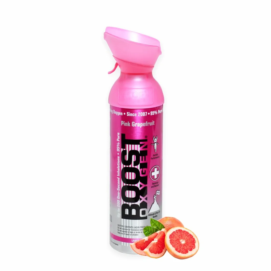 Czysty tlen w puszce – 9 litrów RÓŻOWY GREJPFRUT naturalnego, 95% czystego tlenu w przenośnym 9 litrowym pojemniku na ponad 150 inhalacji.