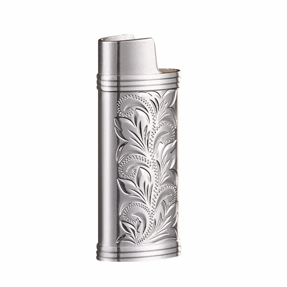 BYNYXI 3 sztuki etui na zapalniczkę vintage metalowe z łańcuszkiem do mini BIC