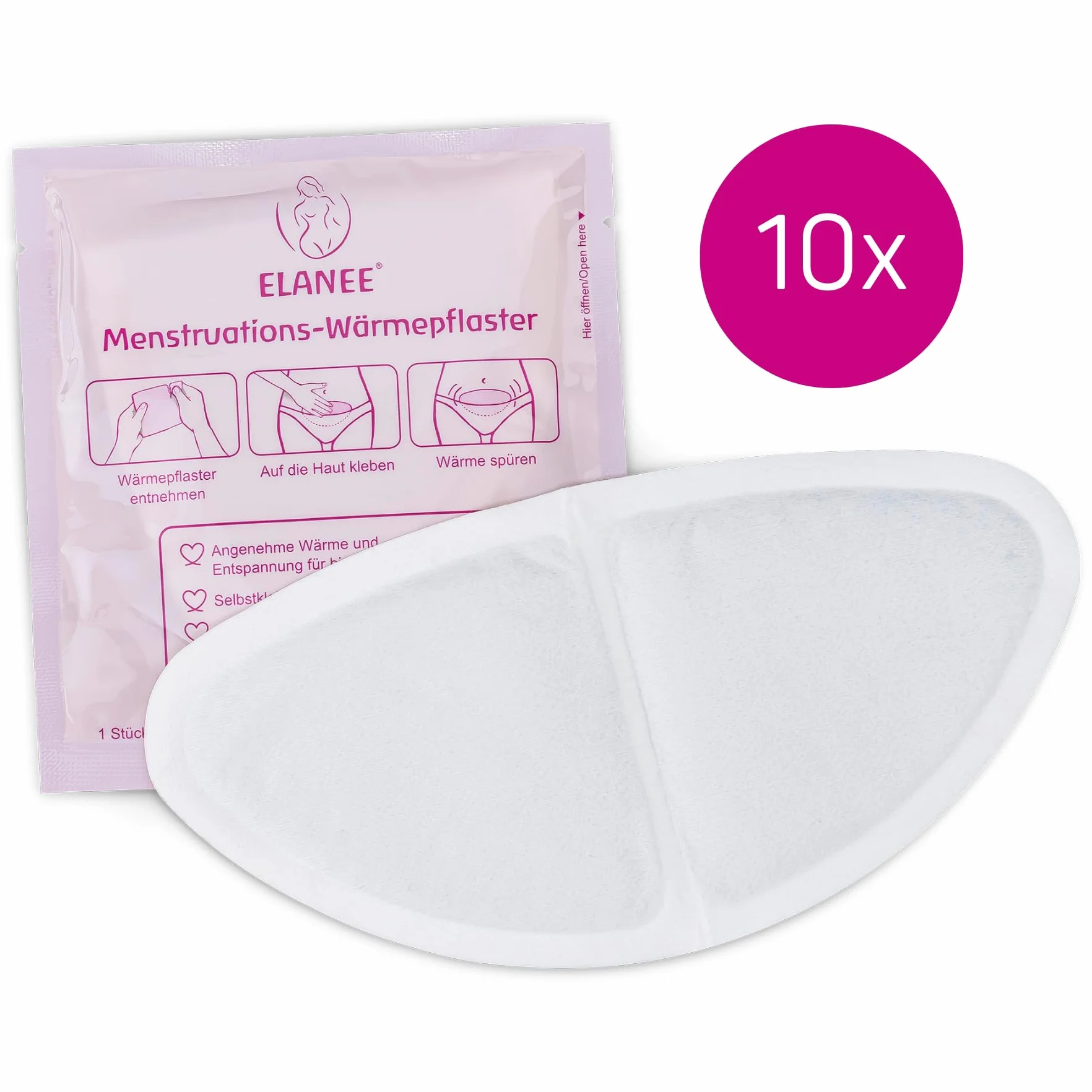 ELANEE Plastry rozgrzewające menstruacyjne 10 sztuk, 12 godzin ciepła