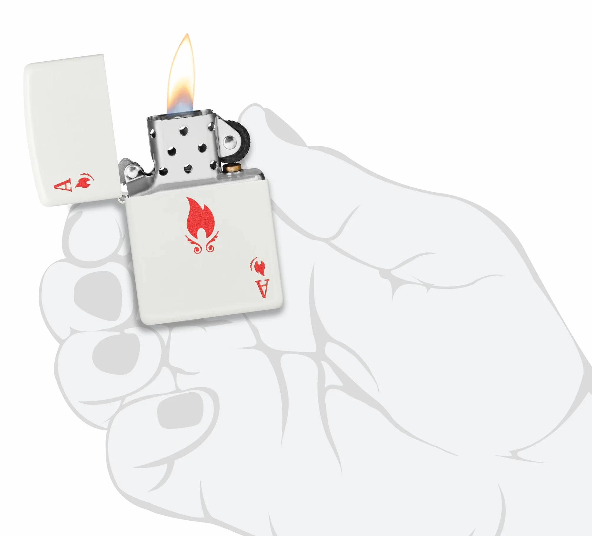 Zippo Ace Zapalniczka Sztormowa Wiatroodporna Wielokrotnego Użytku Biały Matowy