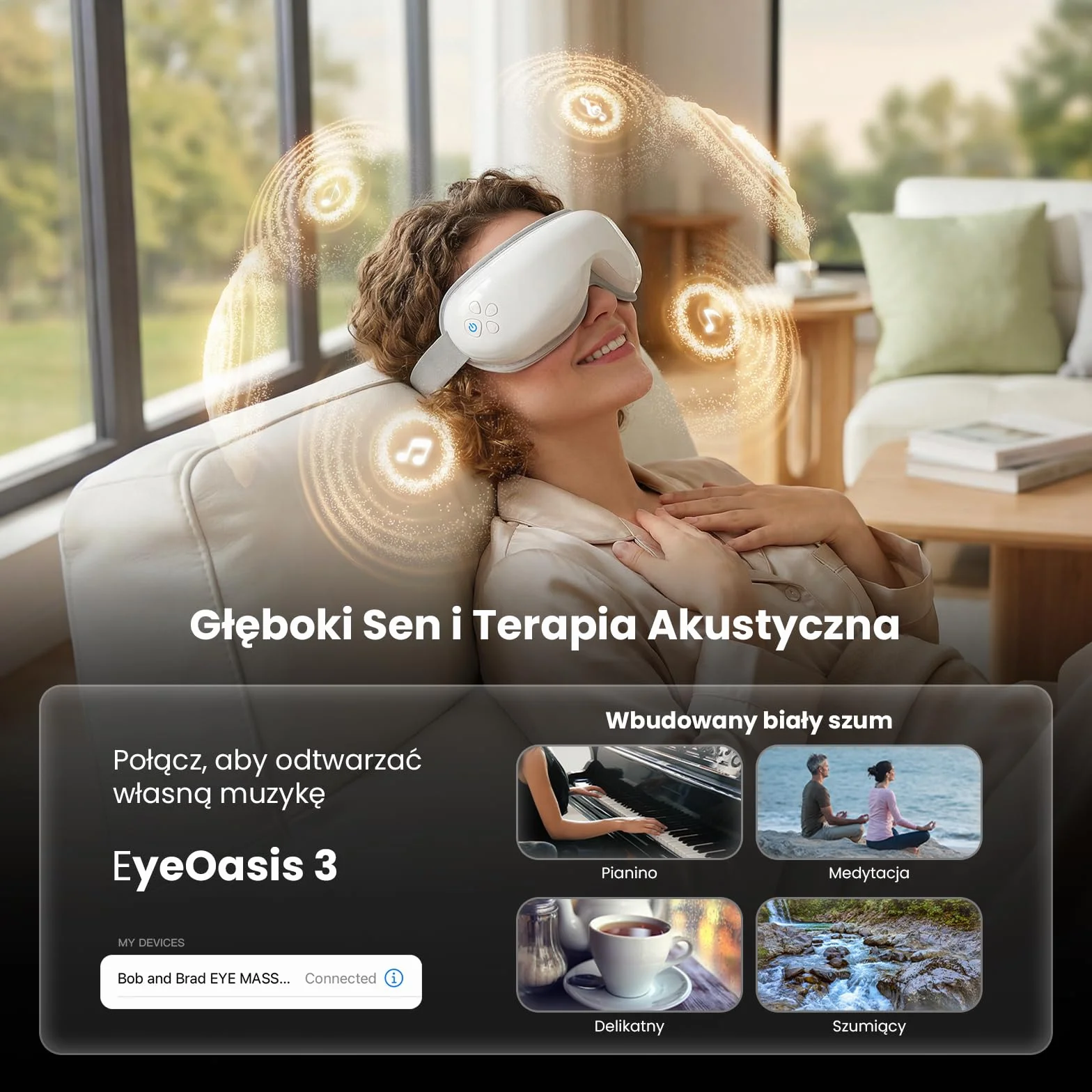 Bob and Brad EyeOasis 3 masażer do oczu z podgrzewaniem i chłodzeniem, kompresją i muzyką, inteligentna maska na oczy