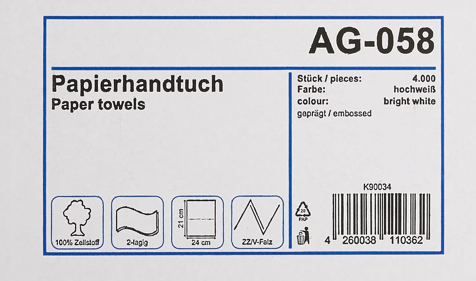 Funny AG-058 Ręcznik Papierowy, Biały, 4000 Sztuk