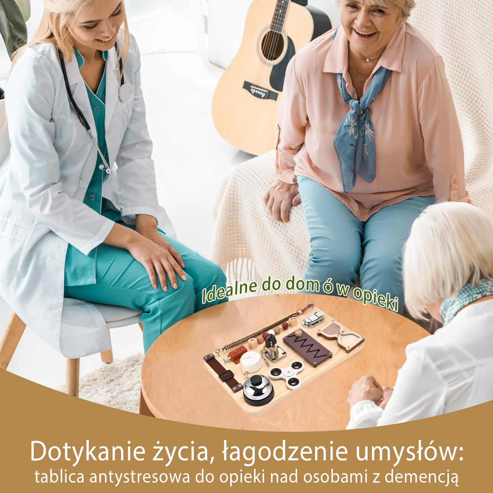 Tablica manipulacyjna Fidget dla dorosłych z demencją, Alzheimerem, ADHD i autyzmem – trening pamięci, zabawka sensoryczna Montessori