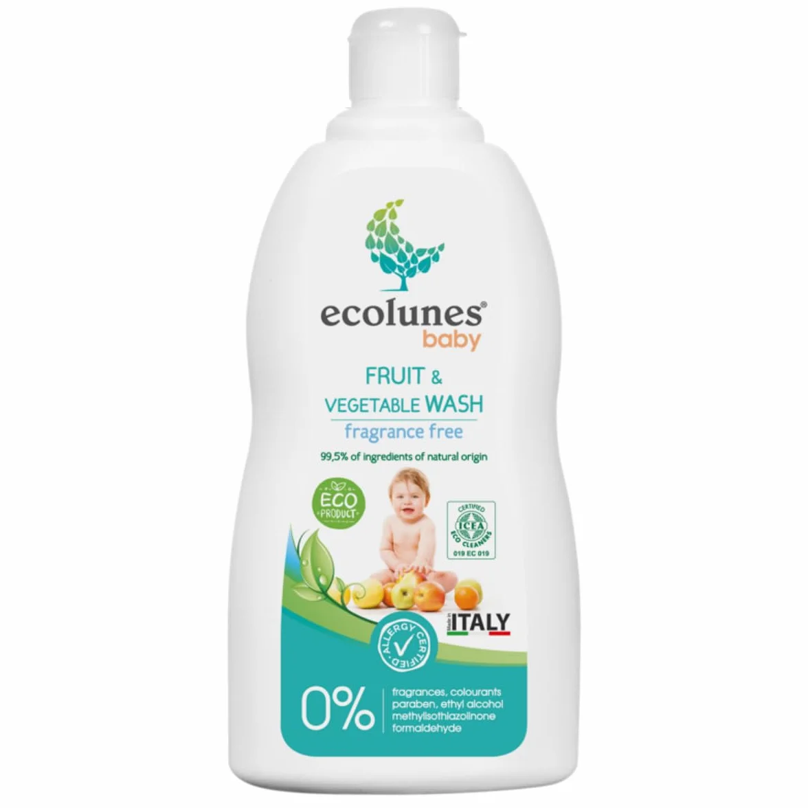 Ecolunes hipoalergiczny płyn do mycia ciała dla dzieci bezzapachowy 500 ml 99,5% składników naturalnych