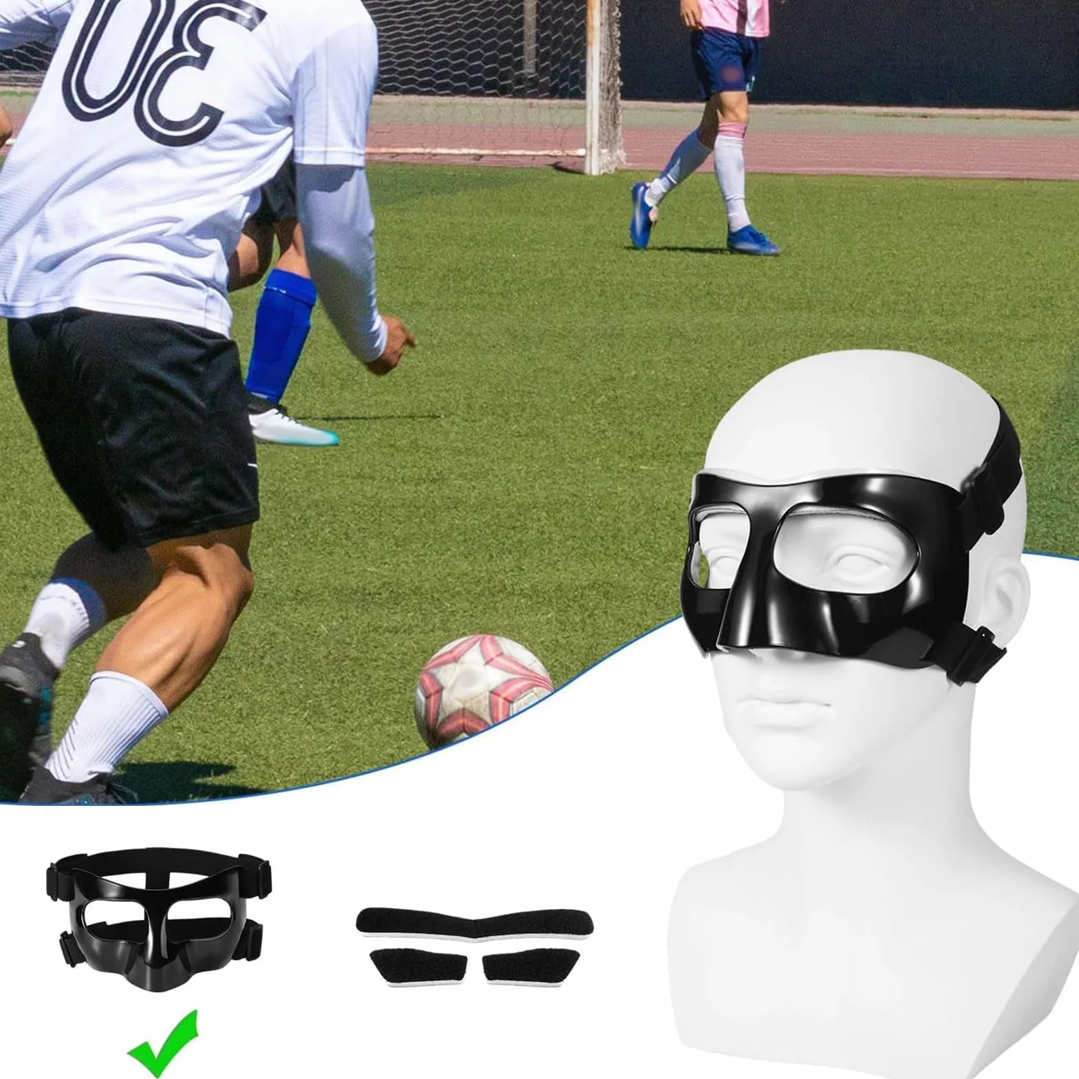 1 sztuka maska sportowa, maska na nos, maska ochronna na nos, maska do koszykówki, lekka i przyjazna dla środowiska, materiał przyjazny dla środowiska PP swobodnie regulowany, do ochrony podczas