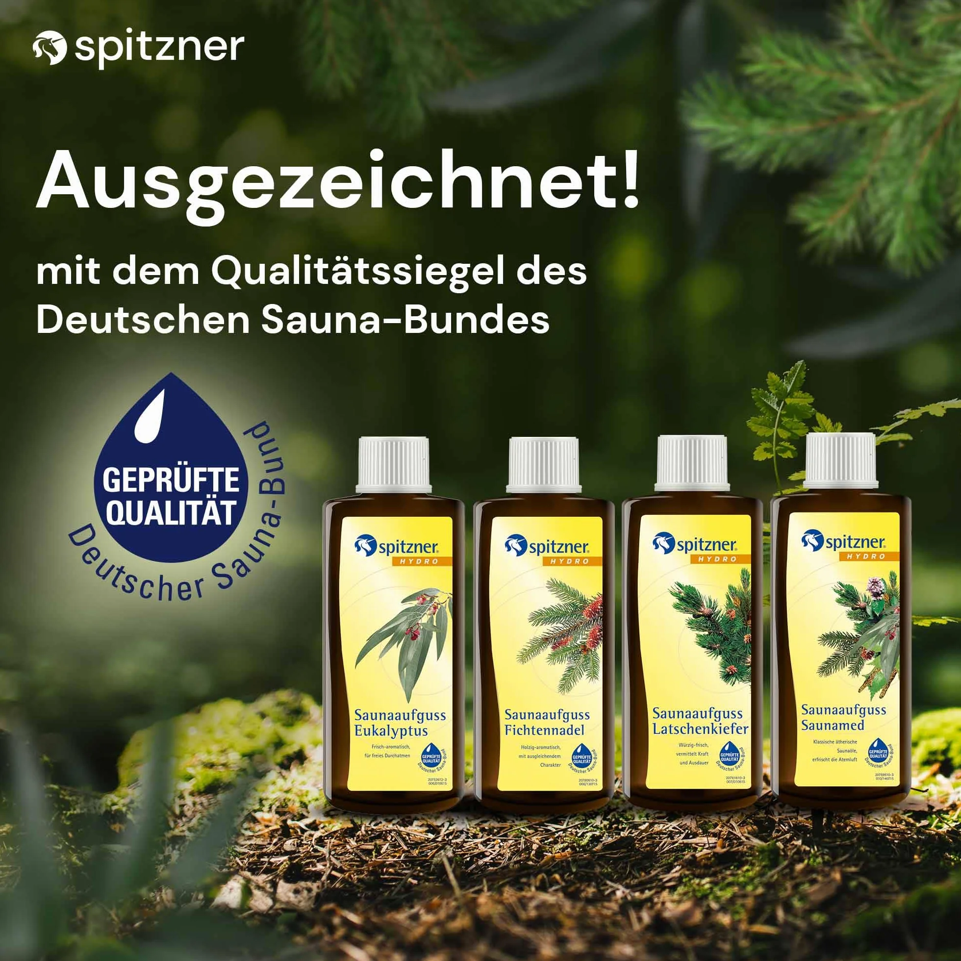 Spitzner Essence do sauny Bezpłatne oddychanie: eukaliptus, igła świerkowa, sosna górska i sauamed (4 x 190 ml)