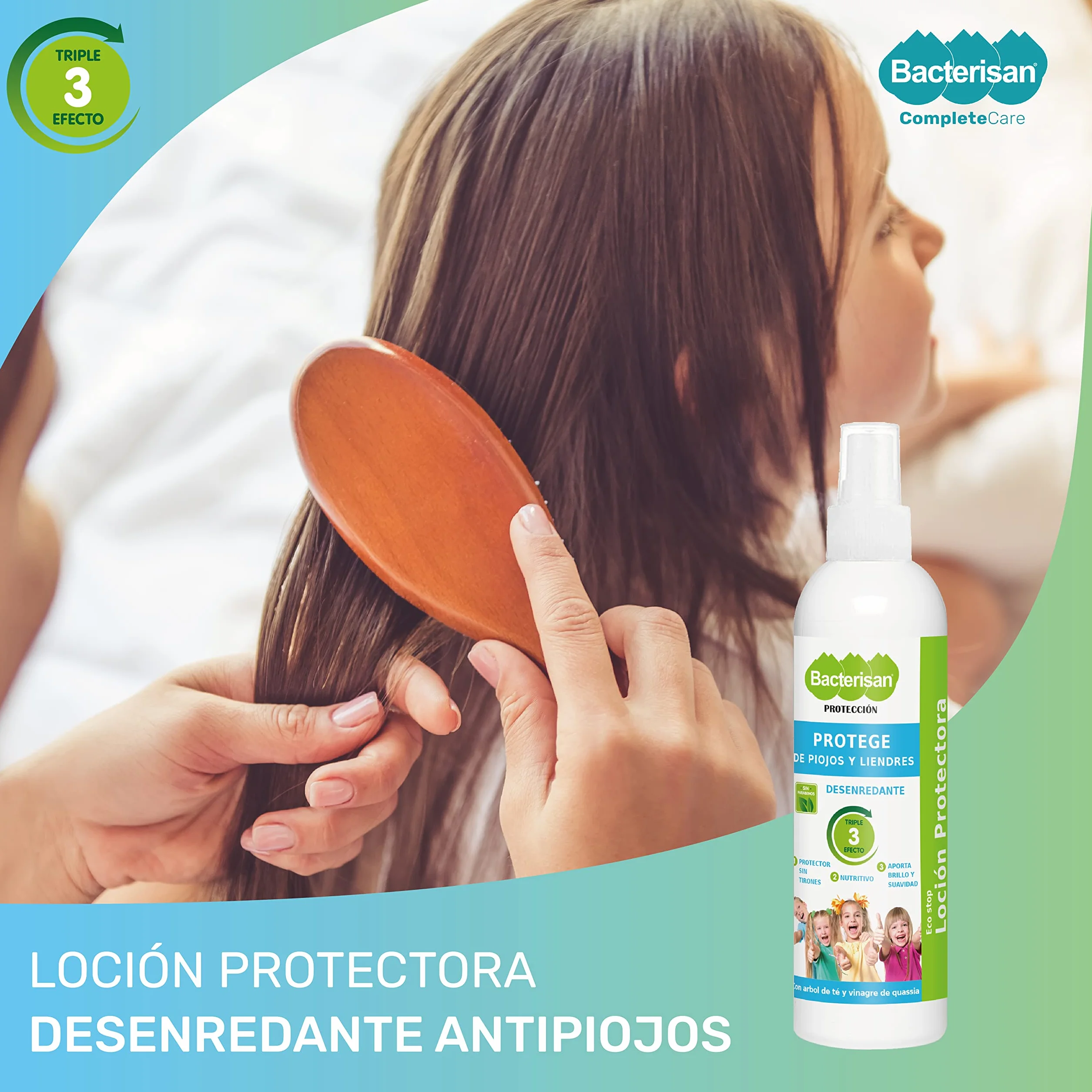 BACTERISAN Ochronny balsam rozplątywający 250 ml – chroni przed wszami i gnidami: codzienny spray z octem drzewa herbacianego i kwassia.