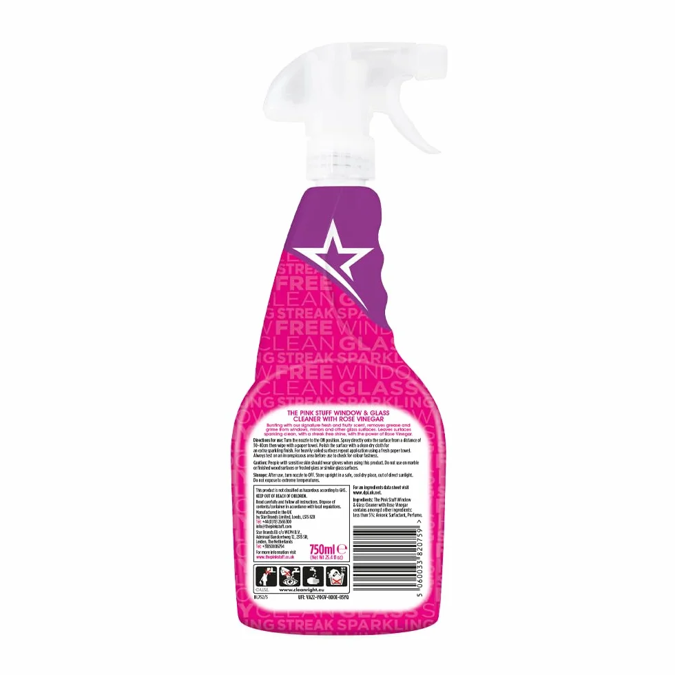 Stardrops Pink Stuff środek do czyszczenia okien i szkła z octem różanym 850 ml
