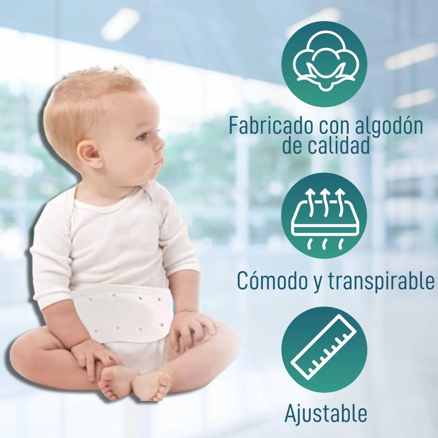 OrtoPrime COMFORT pas przepuklinowy dla niemowląt – pas do pępka dla niemowląt – pas ochronny dla niemowląt – podparcie pępka dla niemowląt – pasek na przepuklinę dla niemowląt niebieski