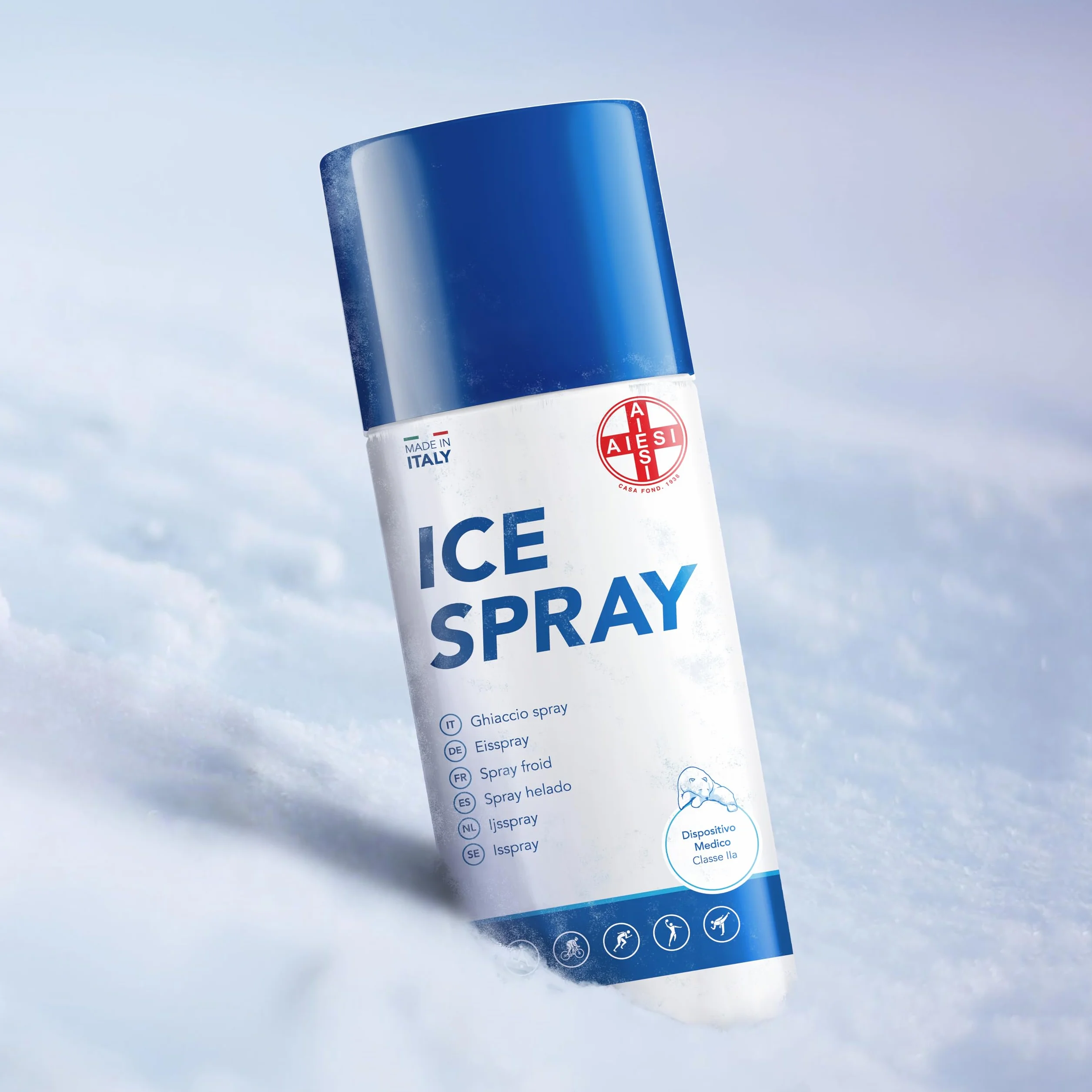 AIESI® Natychmiastowy sportowy spray lodowy z MENTOLEM puszka 400 ml ICE SPRAY, Made in Italy