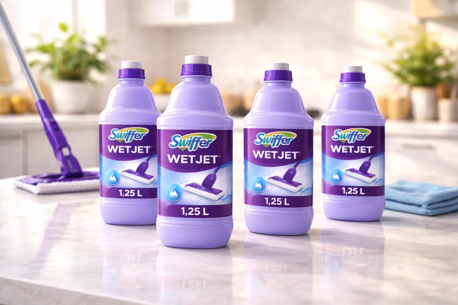 Swiffer - Wetjet środek do usuwania miotły, 4 sztuki (4 x 1,25 l)