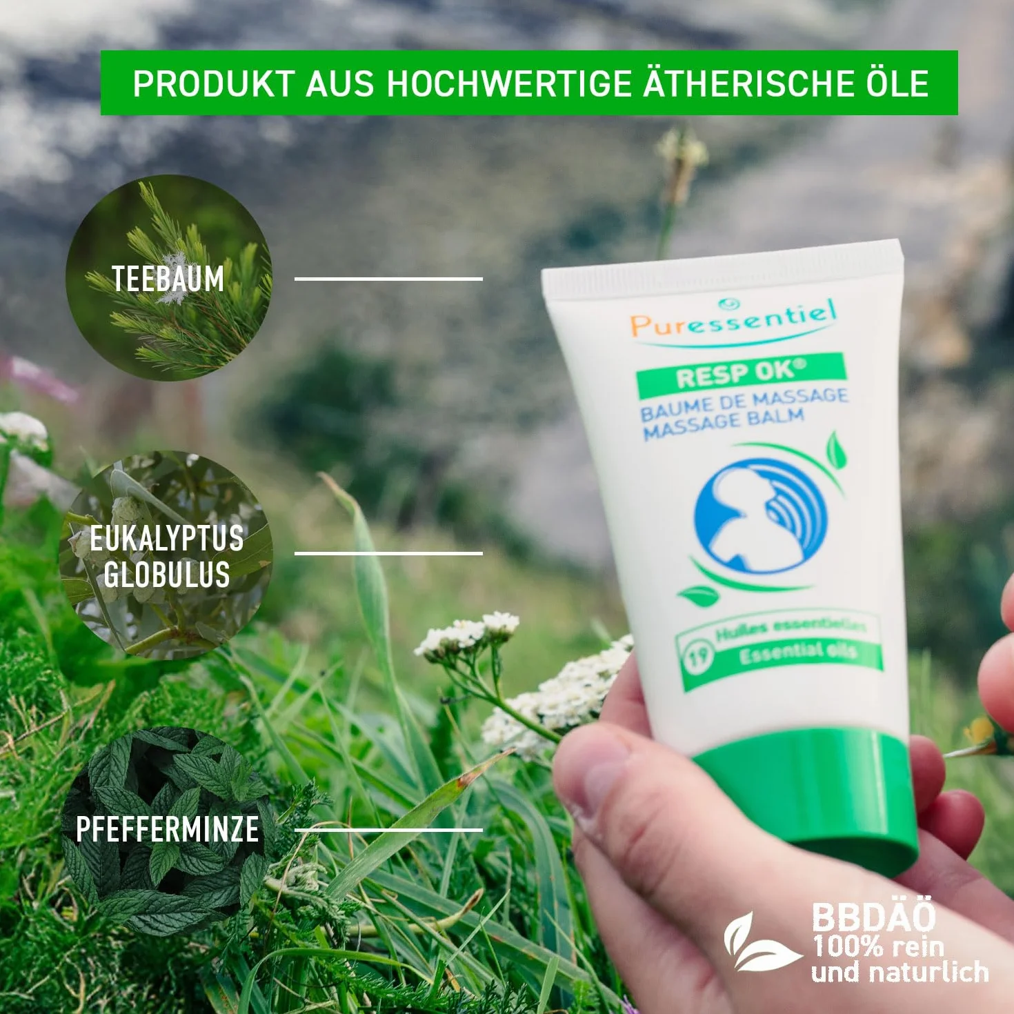 Puressentiel Resp ok Balsam 50 ml - Zimowe dolegliwości i wrażliwość sezonowa - 100% naturalne pochodzenie