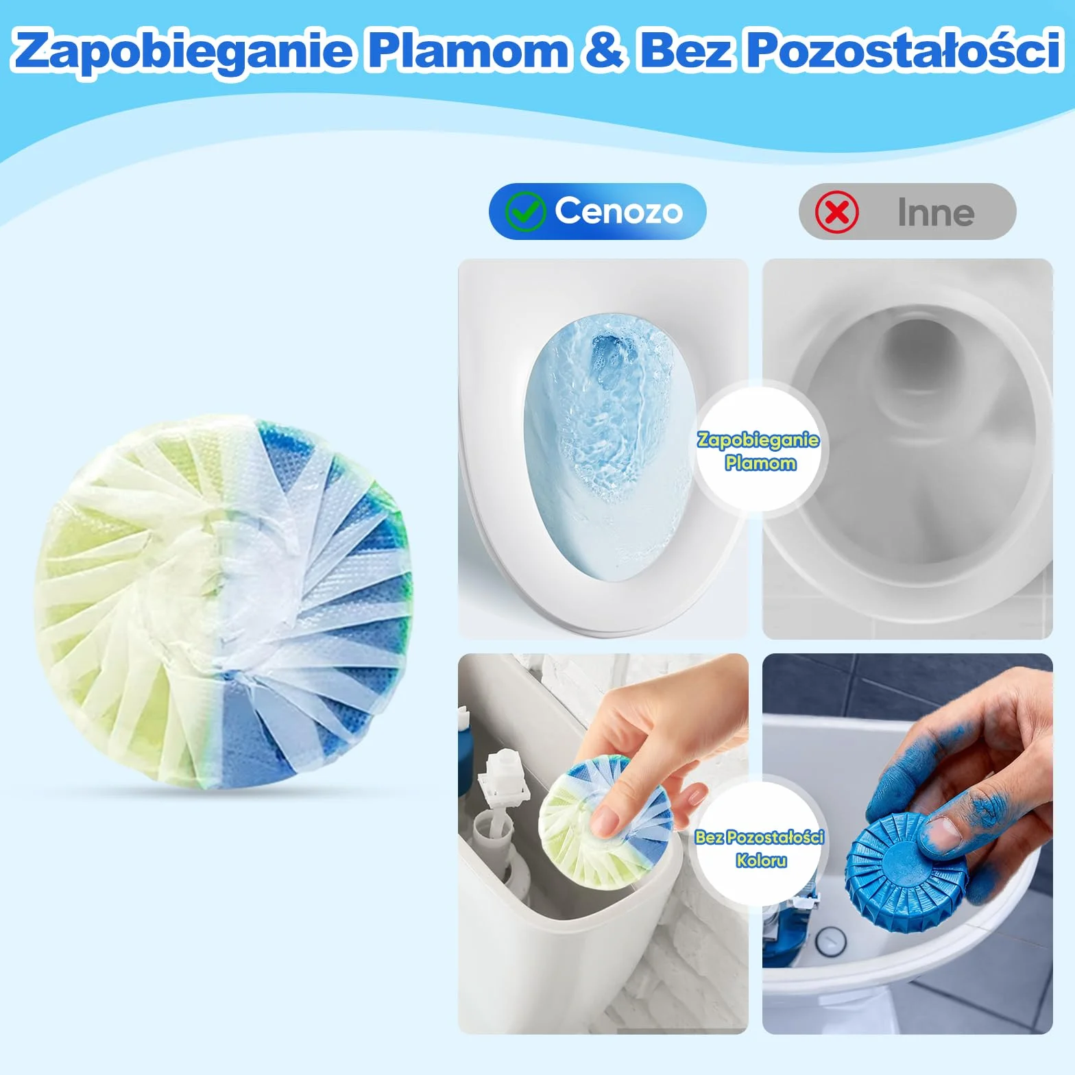 WC odświeżacz Duo-Aktywny czyścik do spłuczki 50 g tabletka zapobiega kamieniowi brudowi chroni glazurę