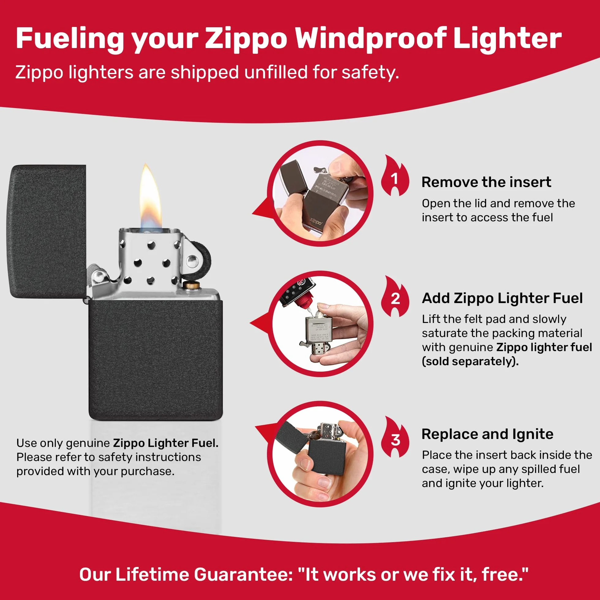 Zippo Zapalniczka Sztormowa Czarna Chropowata Wielokrotnego Użytku Odporna na Wiatr