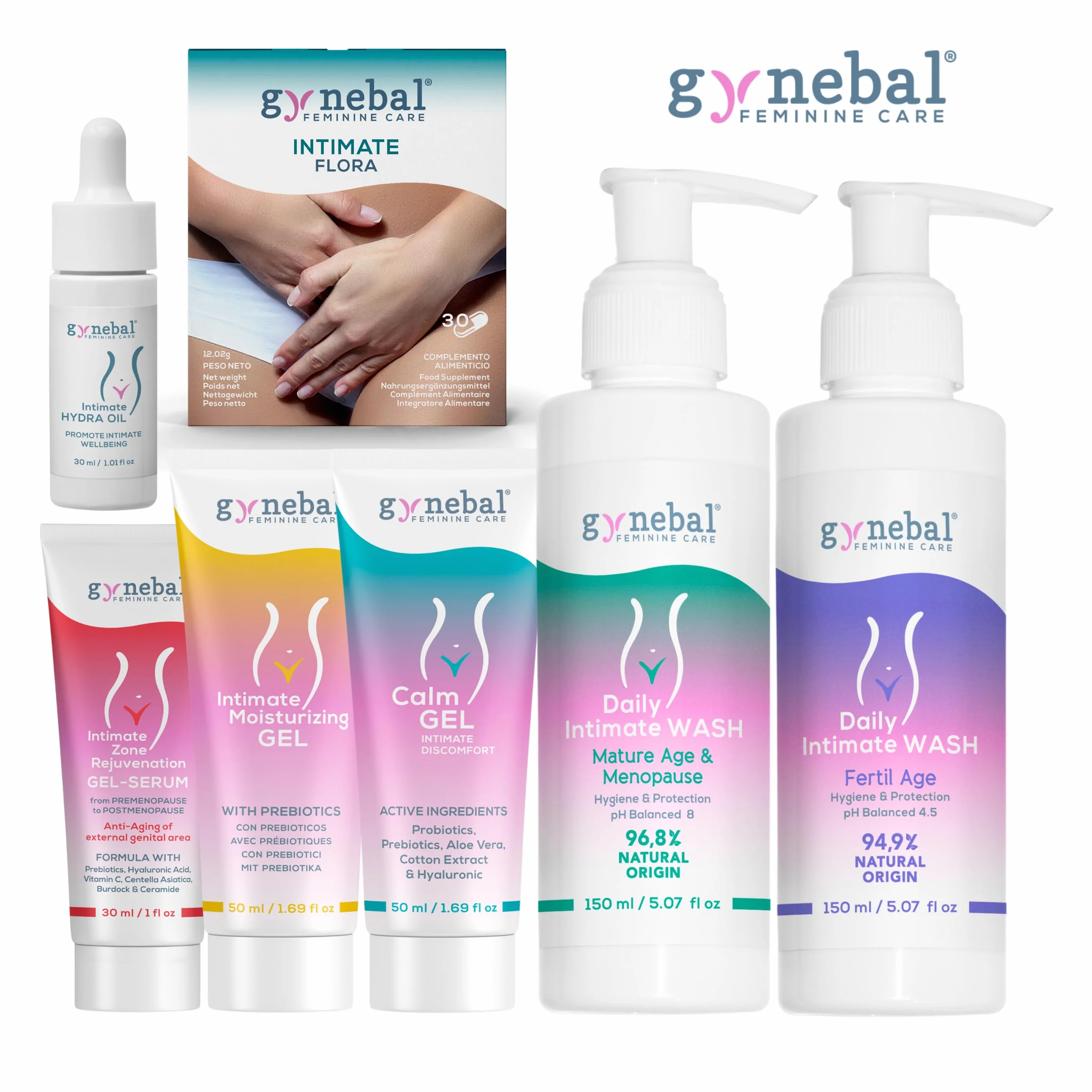 GYNEBAL Mydło intymne dla kobiet w okresie menopauzy PH8 Tea Tree + Prebiotyk + Centella Asiatica + Gliceryna + Łopian - Żel do higieny intymnej zapobiegający wysuszeniu pochwy - 150 ml