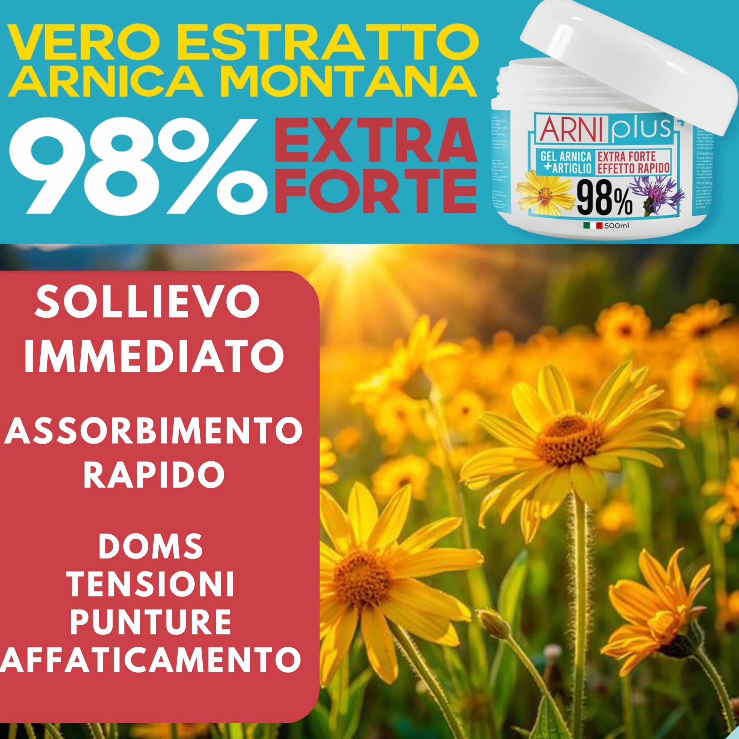 ARNIplus+ Arnika Gel ekstra mocny 500 ml, z witaminą C, silnie skoncentrowana maść z arniki na zakwasy, do rozluźnienia mięśni, maść na zapalenie pochewek ścięgien, chłodząca maść sportowa do mięśni