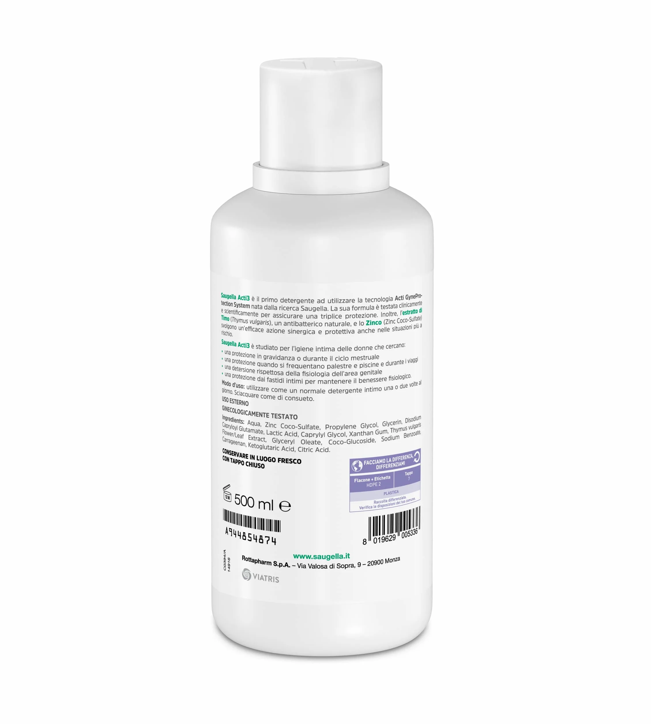 Saugella Acti3 potrójna ochrona z tymiankiem i cynkiem do ochrony przed intymnymi dolegliwościami, 500 ml