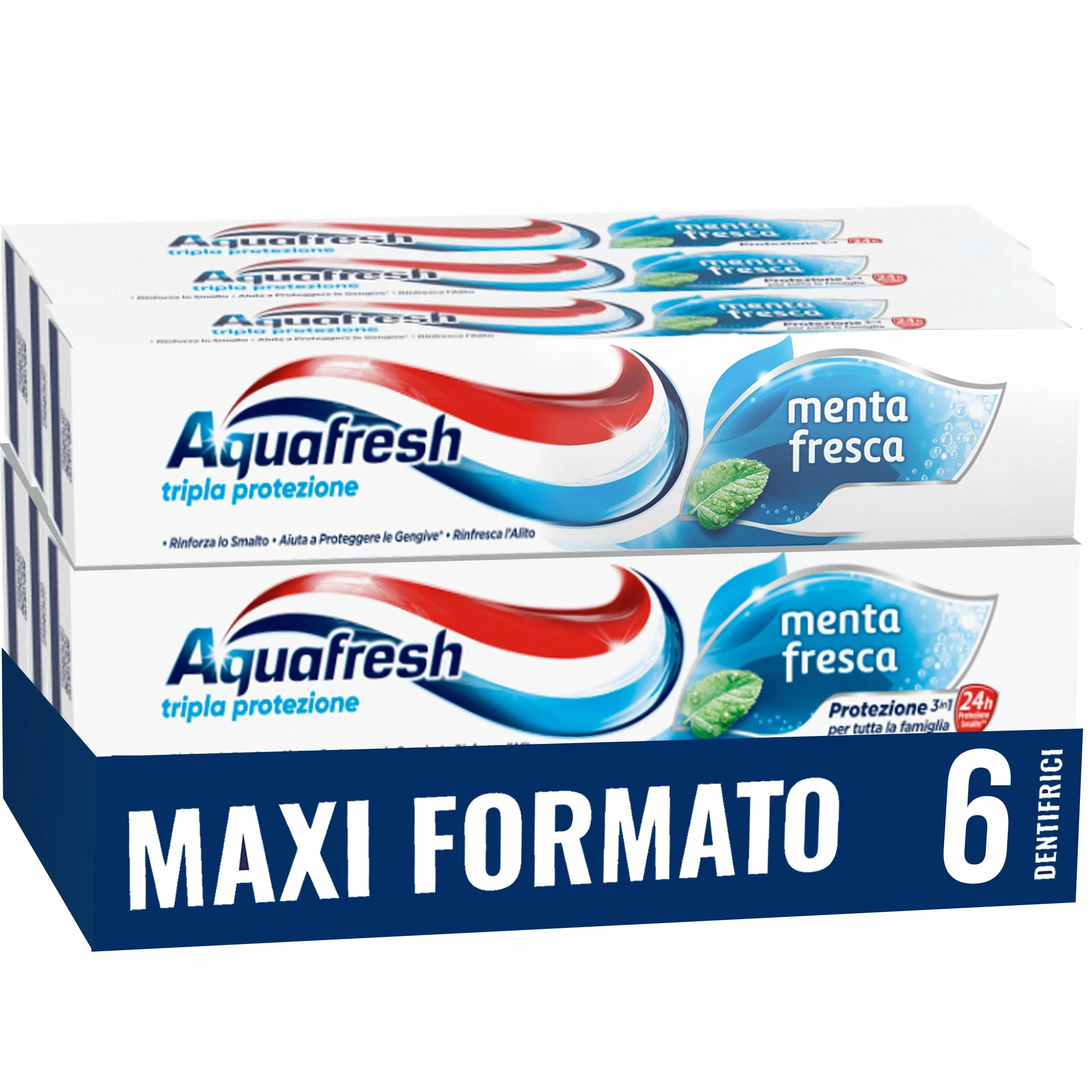 Aquafresh Pasta do zębów Potrójna ochrona 3 w 1 Maxi opakowanie 6 x 75 ml - 450 ml