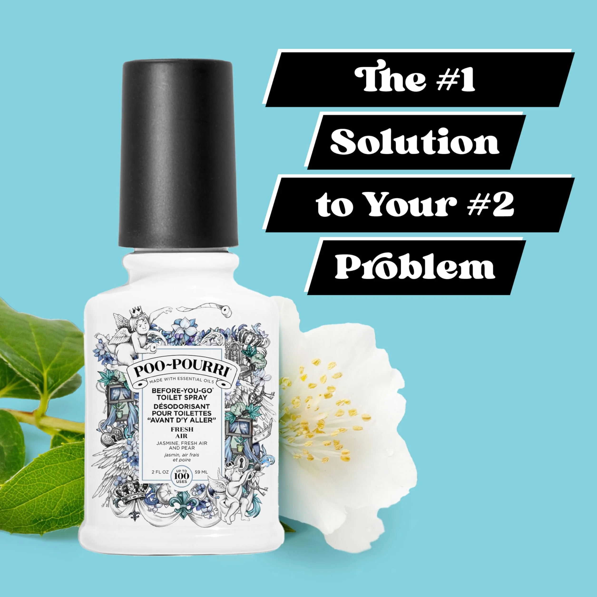 Pourri odświeżacz powietrza do łazienki, Poo-Pourri Before-You-Go Poo-Pourri odświeżacz powietrza, dezodorant do łazienki, zatrzymuje zapachy pod powierzchnią wody, olejek eteryczny na bazie roślin,