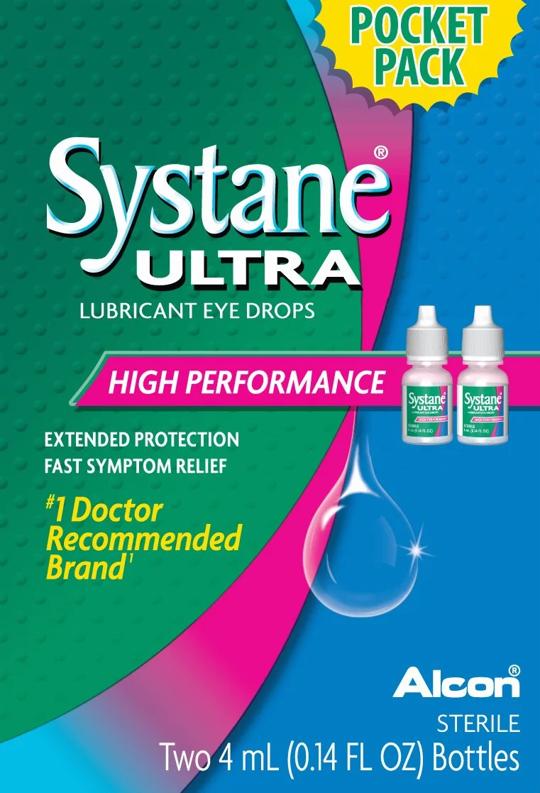 Systane Ultra Eye Drops Lubricant High Performance, dwie 4 ml 0,14 fl oz. butelki